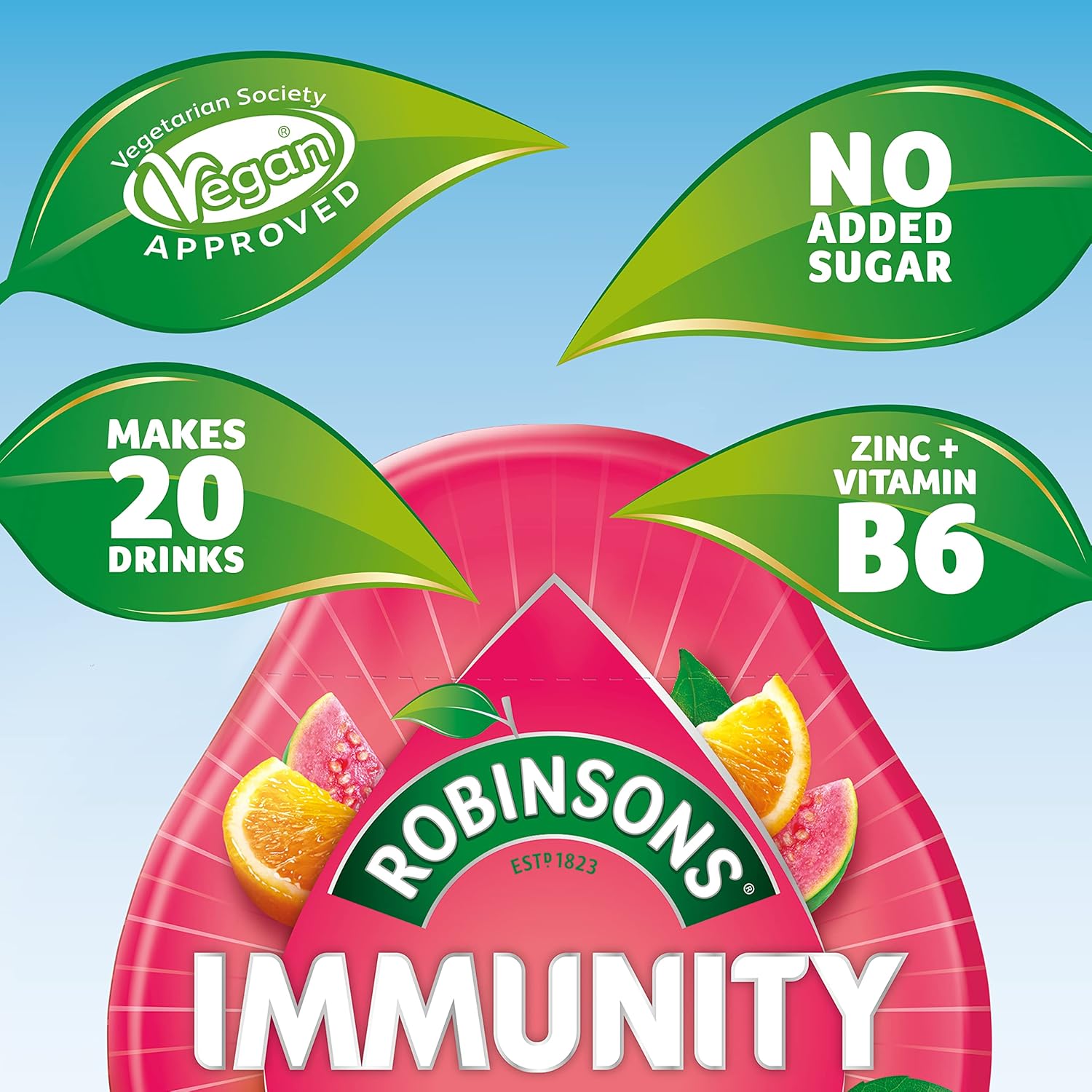 Robinsons Immunity Benefit Drops Orange & Guava Squash with Vitamin B6 and Zinc - 66ml 5