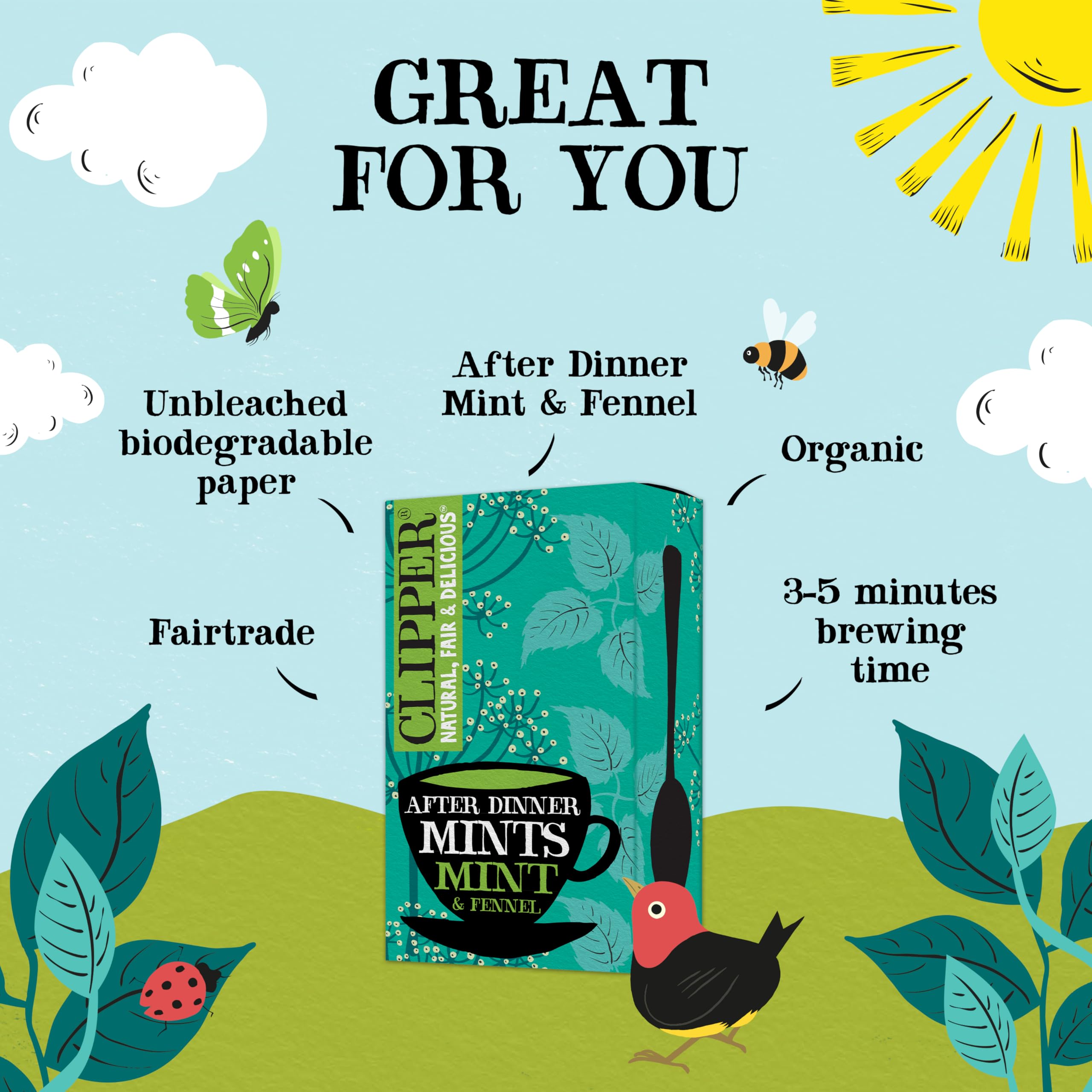 Clipper Organic After Dinner Mint & Fennel Infusion Tea Bags | 20 Unbleached Tea Sachets 8