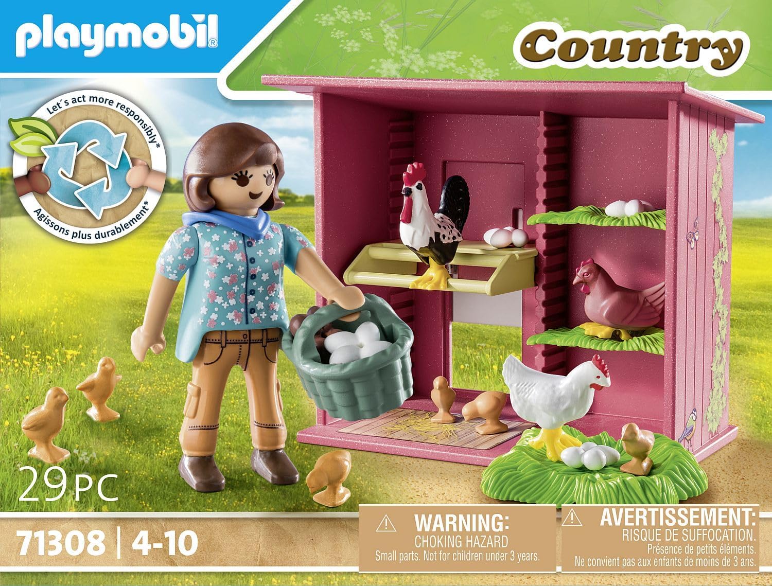 Playmobil 71308 Country Hen House with Chicken Family Playset - Farm Animal Toy for Ages 4+ 7