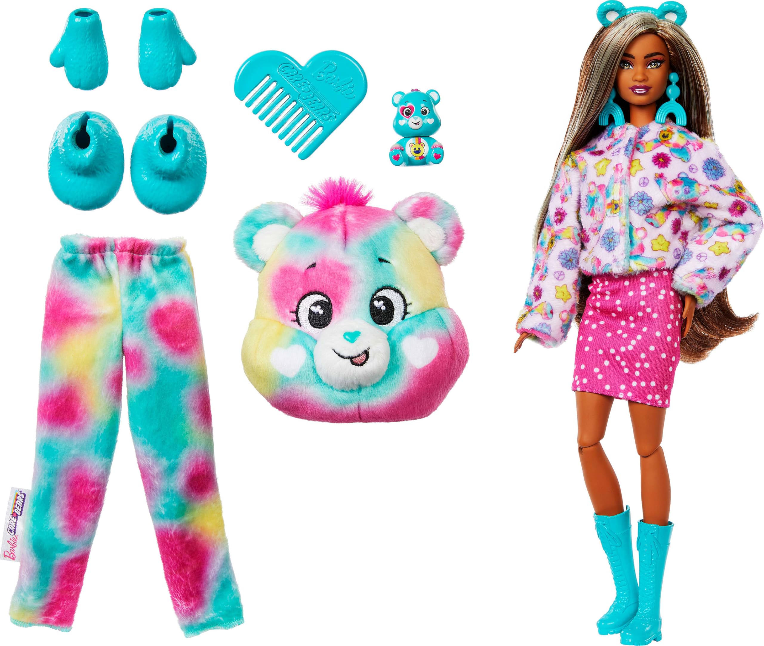 Barbie Cutie Reveal Care Bears Doll - Good Vibes Bear with Transforming Fashion Doll & 10 Surprises 6