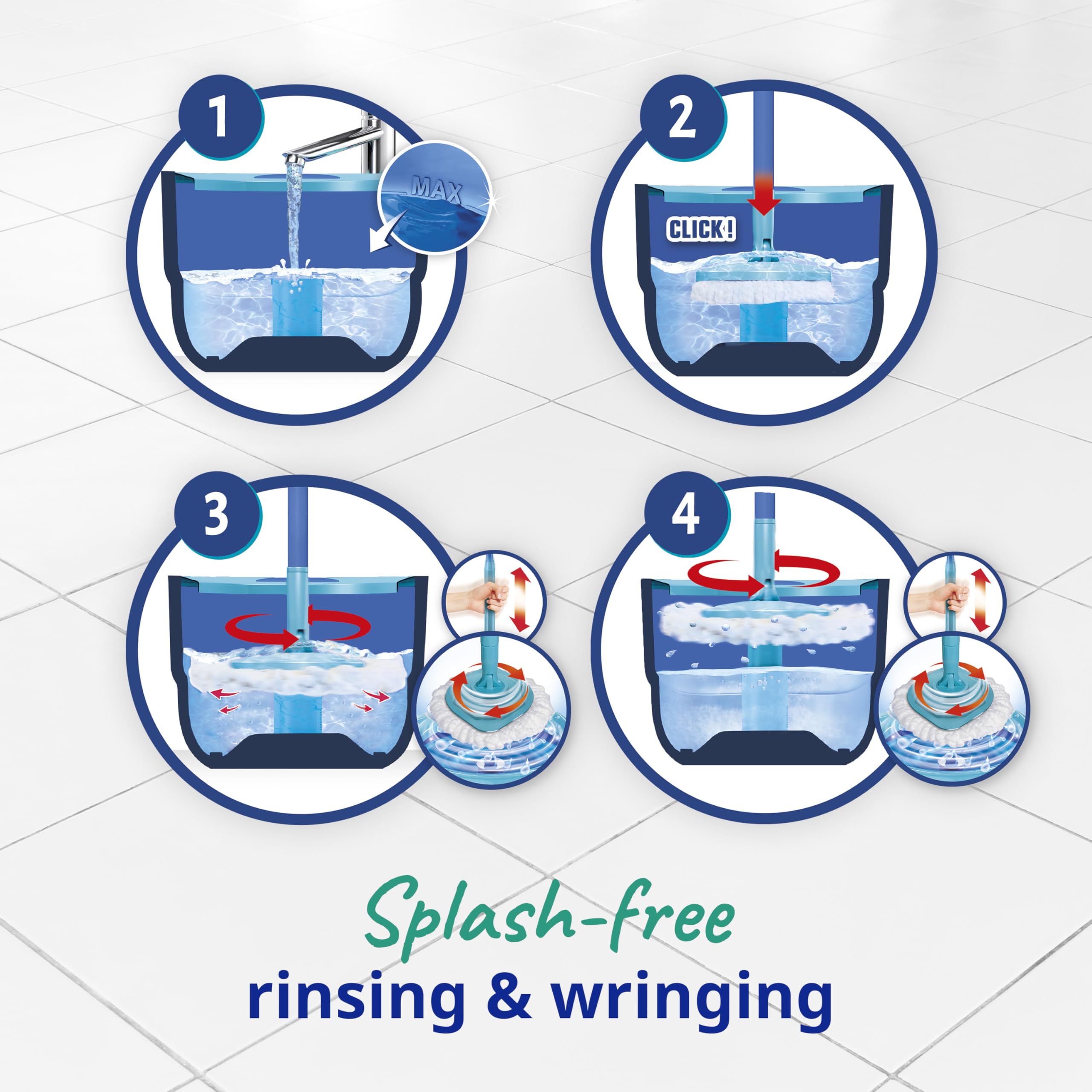 Spontex Full Action Corner System Spin Mop and Bucket Set with Microfibre Head 7