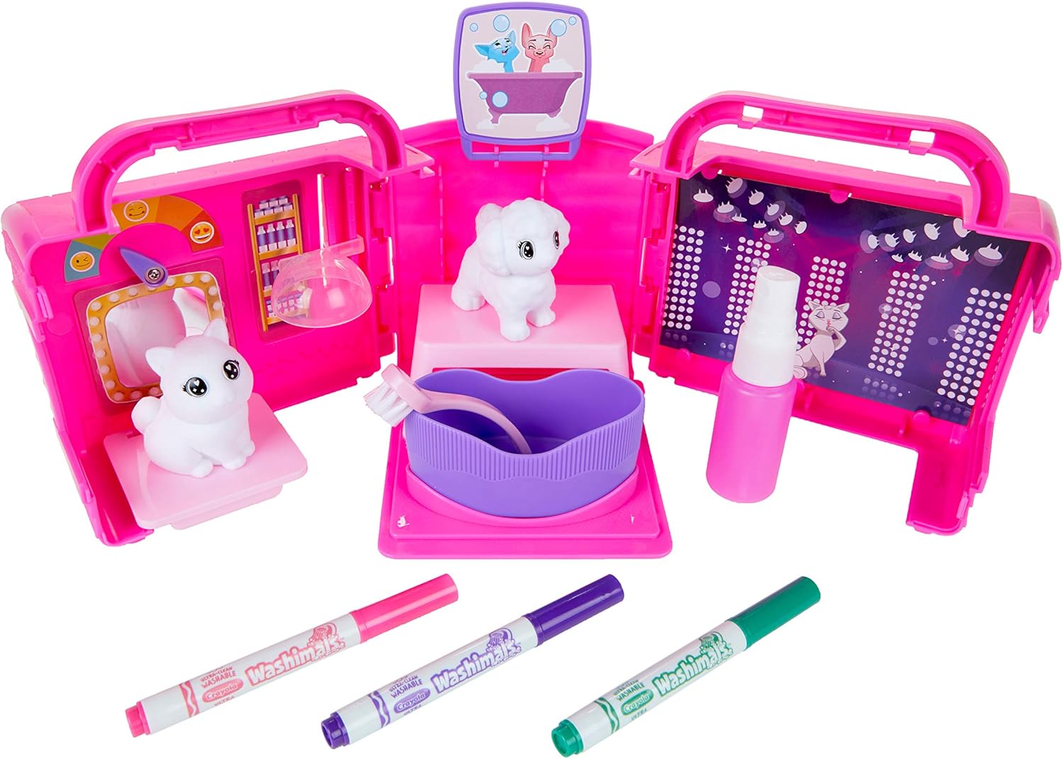 Crayola Pets Beauty Salon Playset - Flocked Dog & Cat Figurines with Washable Markers 9