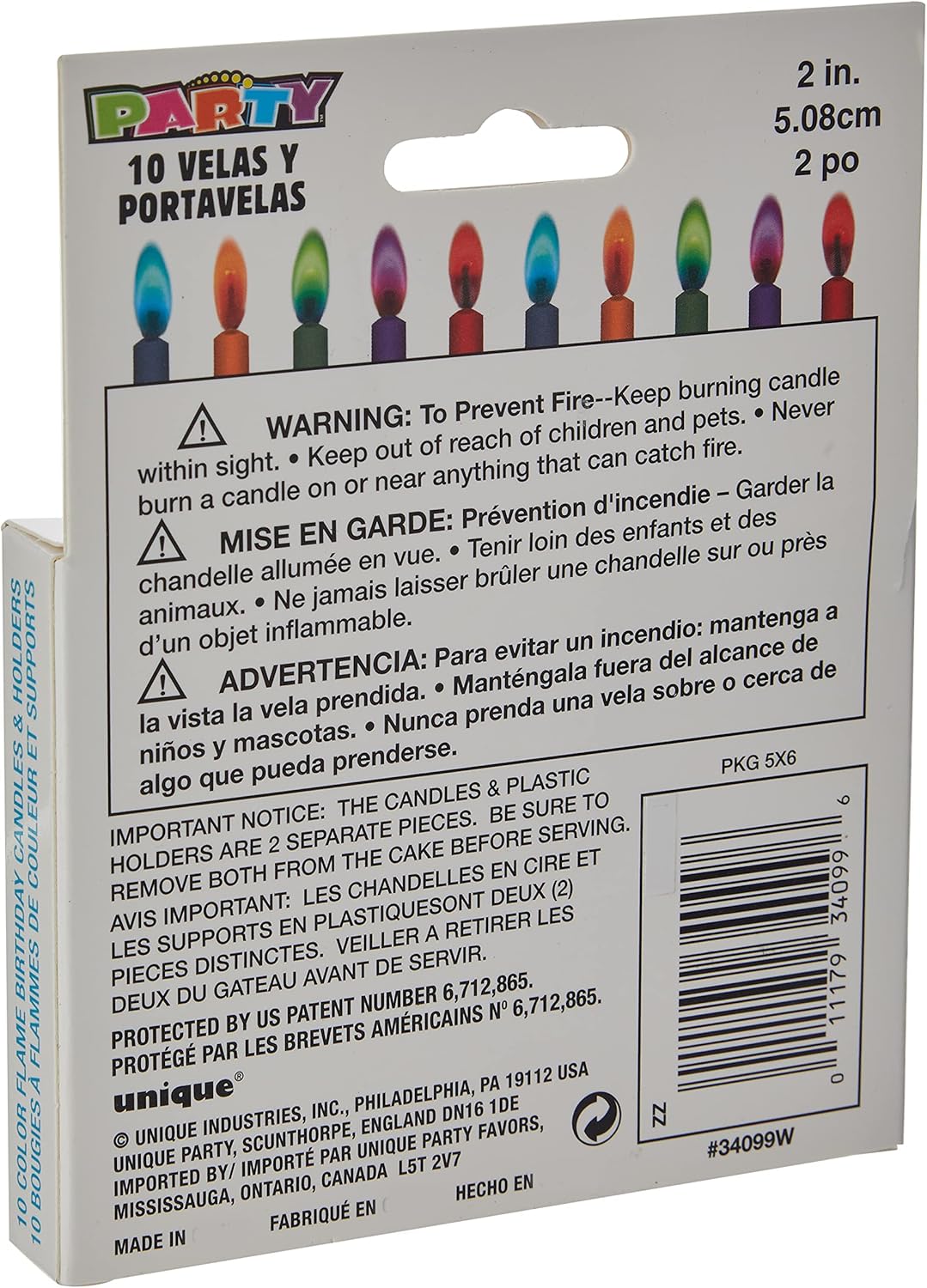 Unique Party 34099 - Coloured Flame Birthday Candles with Holders, Pack of 10 4