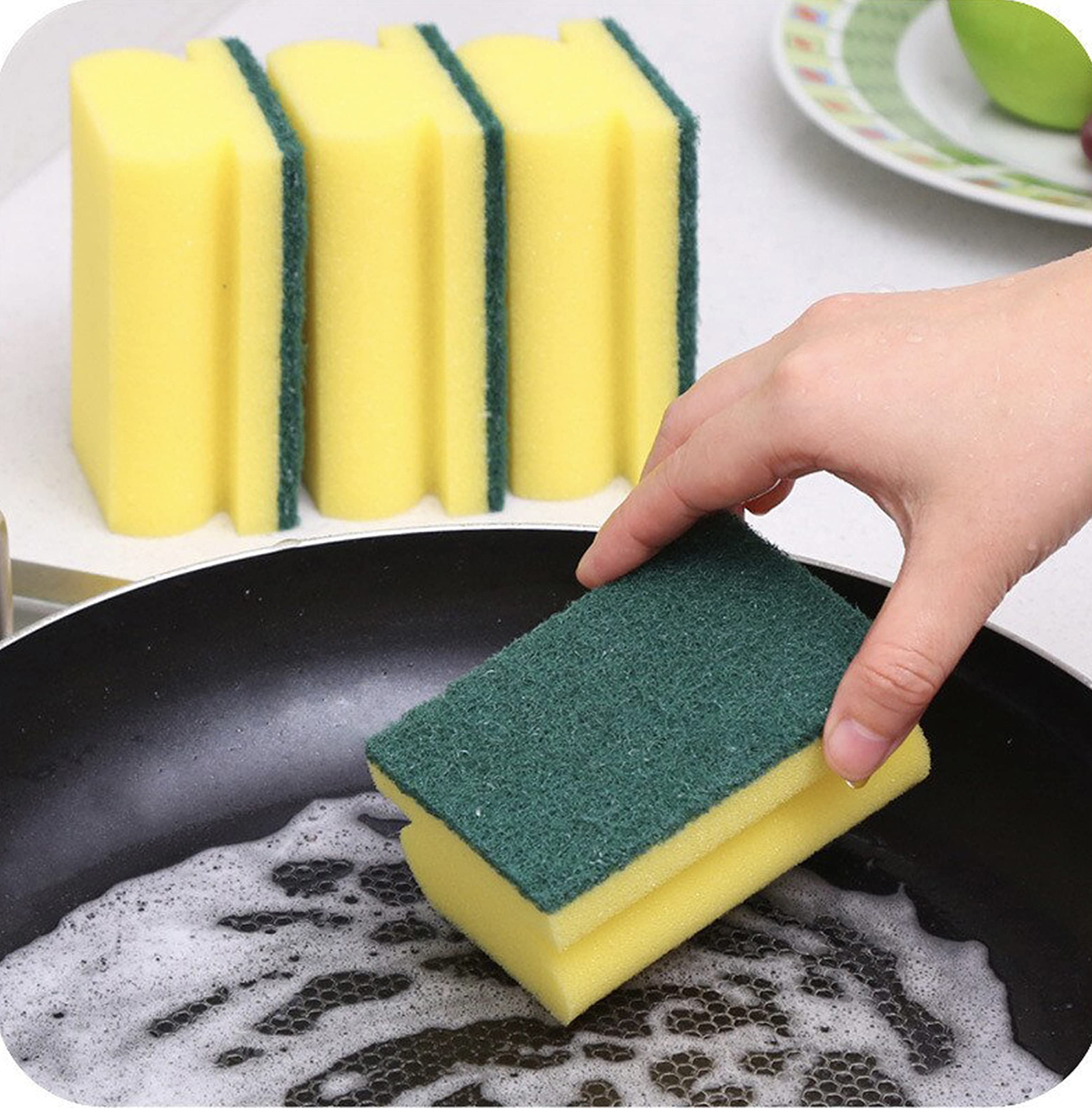 HomeSmith Heavy Duty Scrub Sponge - Dual-Sided Dishwashing & Cleaning | 10 Pack
