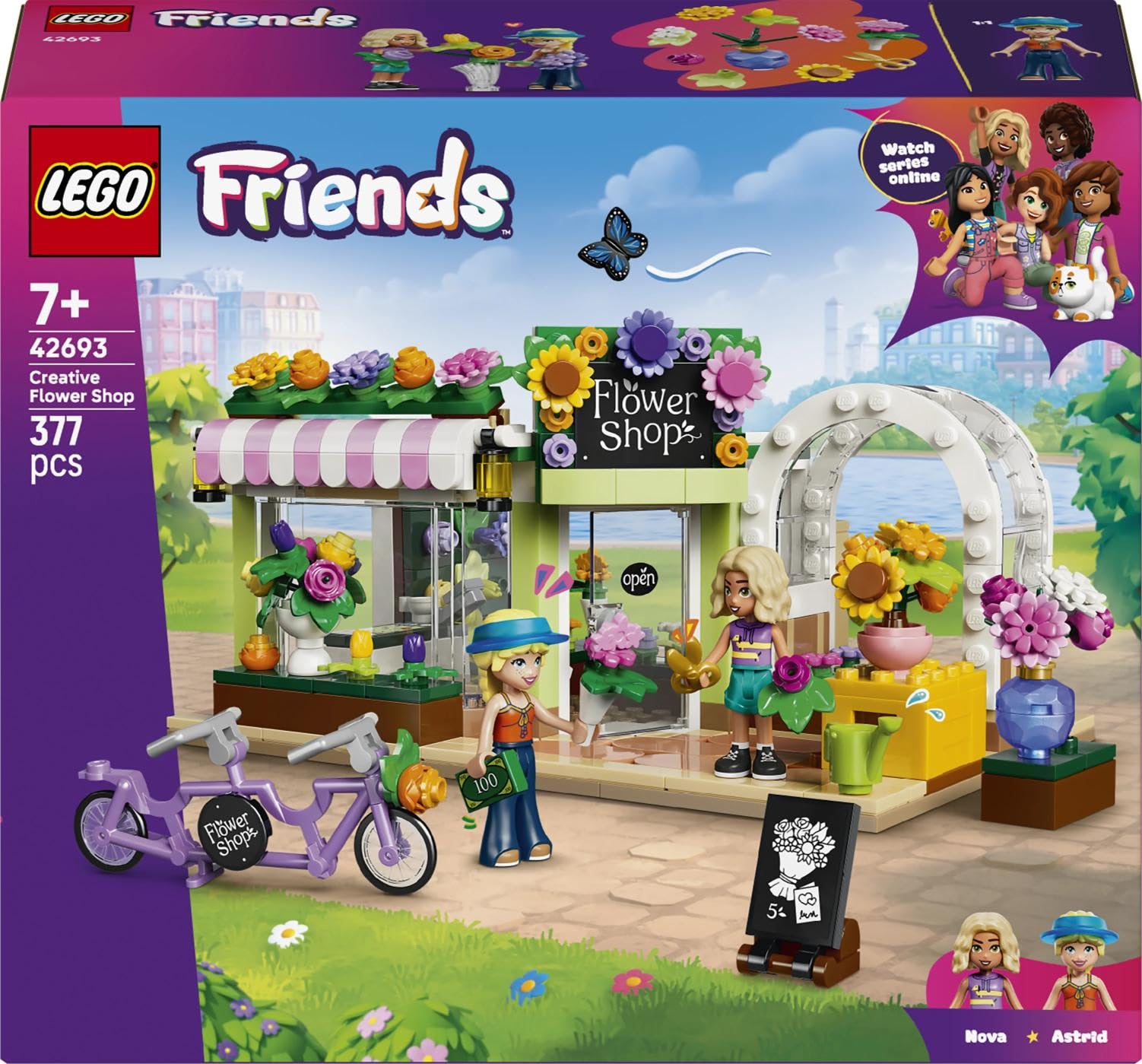 LEGO Friends Creative Flower Shop Toy Set 42693 for Ages 7+ | Includes 2 Mini Dolls 5