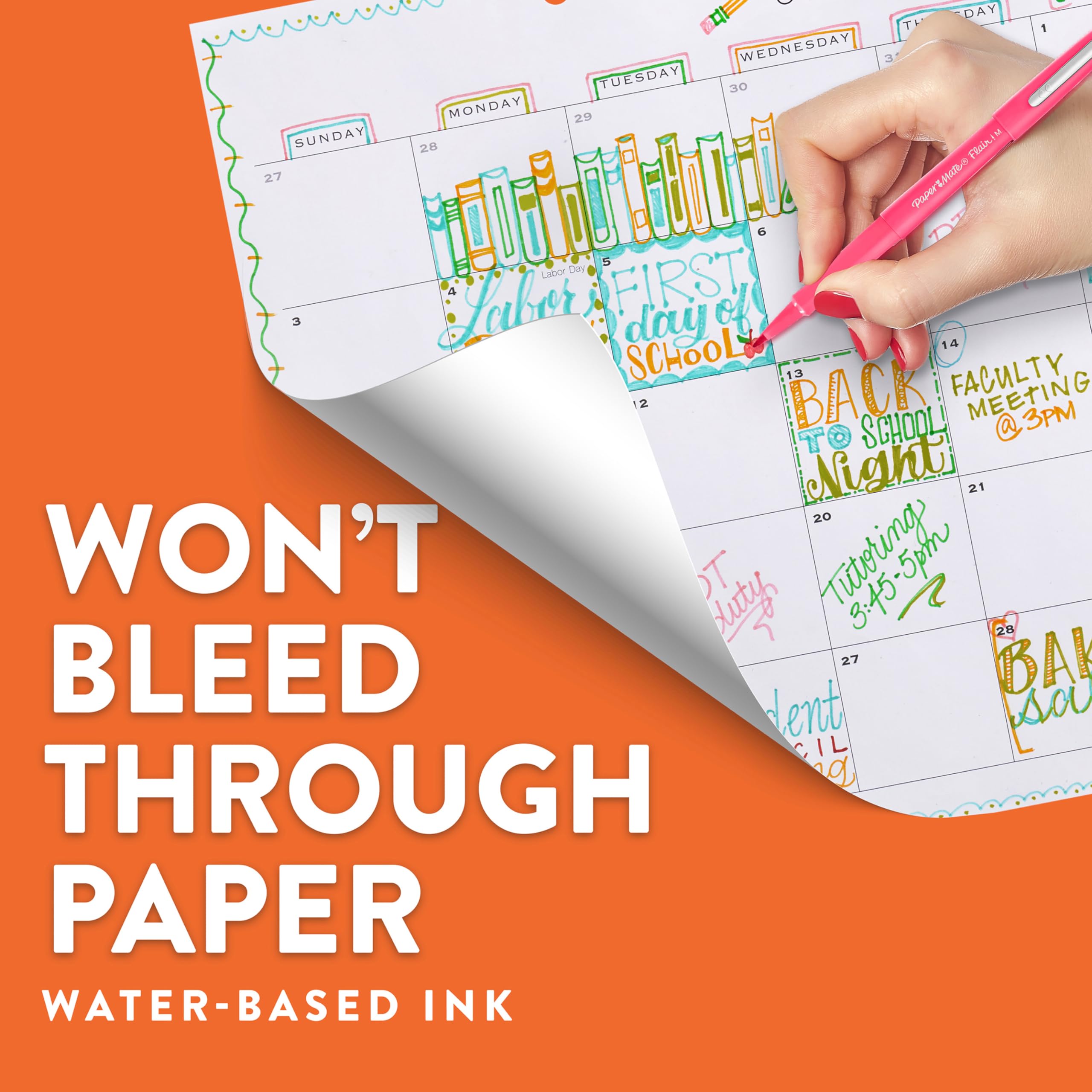 Paper Mate Flair Felt Tip Pens | Medium Point (0.7 mm) Marker Pens | Assort 9