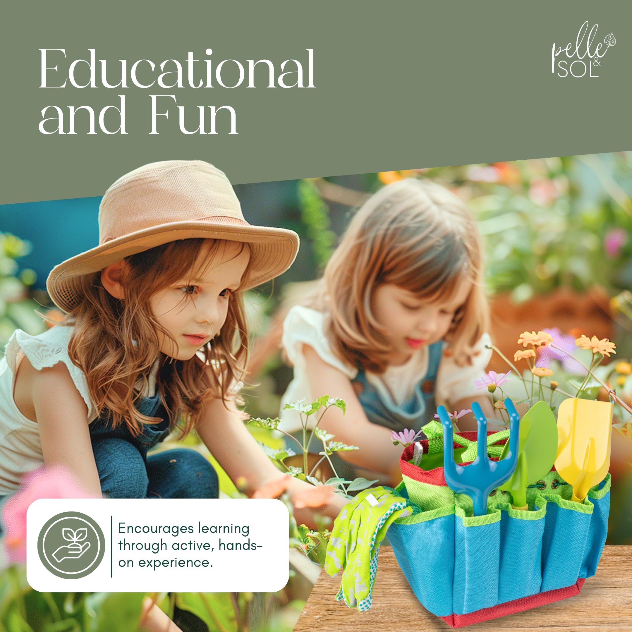 Pelle & Sol 10PCS Kids Gardening Tool Set - Children's Garden Playset for Ages 4+ 9