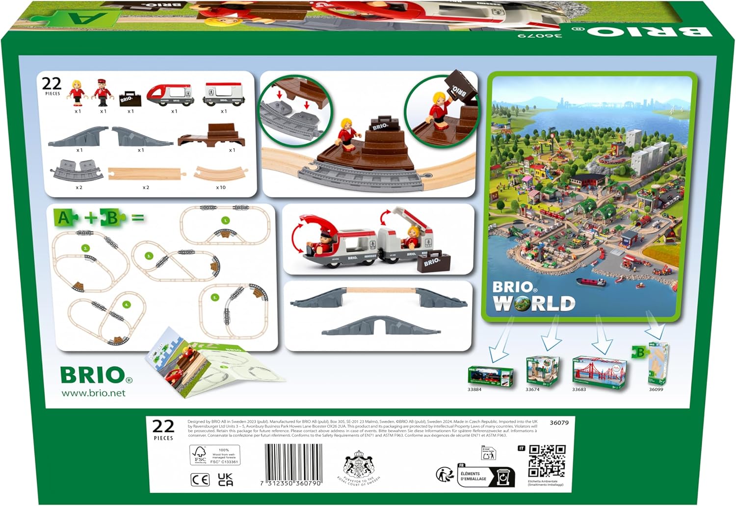 BRIO World Starter Set Travel Toy Train Set for Kids Age 3 Years Up - Wooden Tod 8