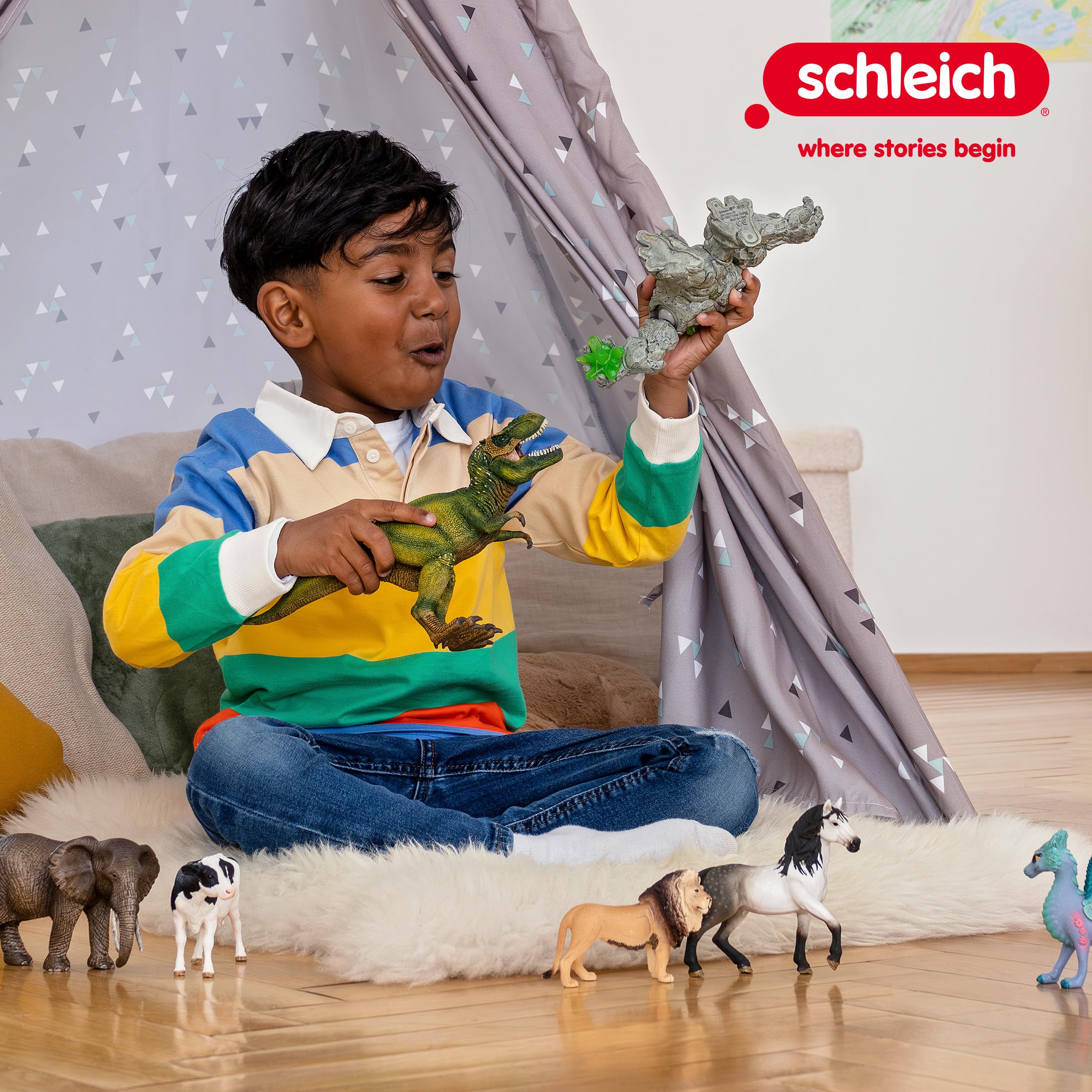 schleich DINOSAURS Age 3+ — 14587 Tyrannosaurus Rex, T-Rex Toy with Realistic Detail and Movable Jaw, Imagination-Inspiring Dinosaur Toy for Boys and Girls Ages 4+, Dark Green 5
