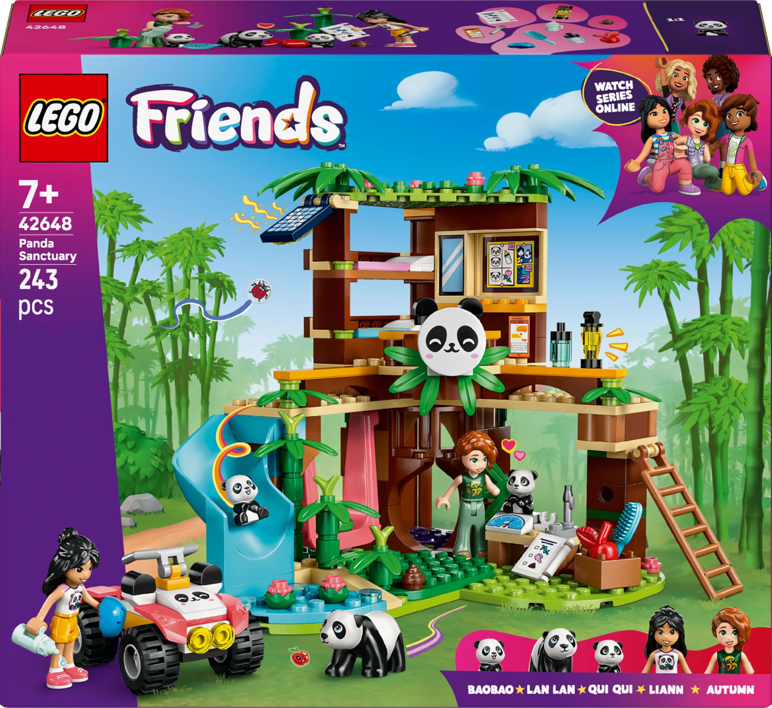 LEGO Friends Panda Sanctuary Animal Care Playset with Tree House, Quad Bike, 2 Mini Dolls & 3 Panda Figures - 243 Pieces 16