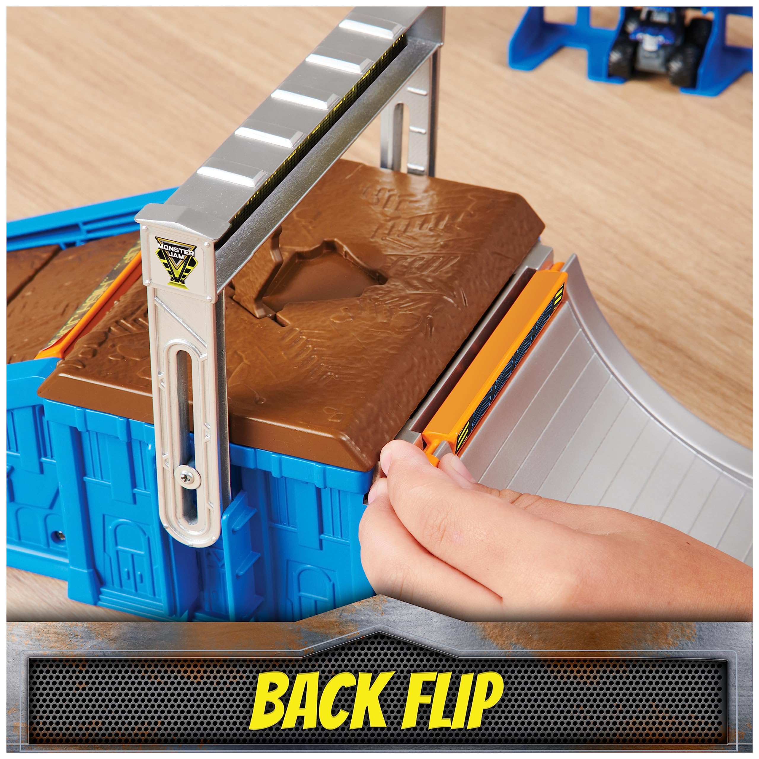 Monster Jam Mini Freestyle Flip Arena Playset - Includes 2 Trucks, Ages 3+ 6