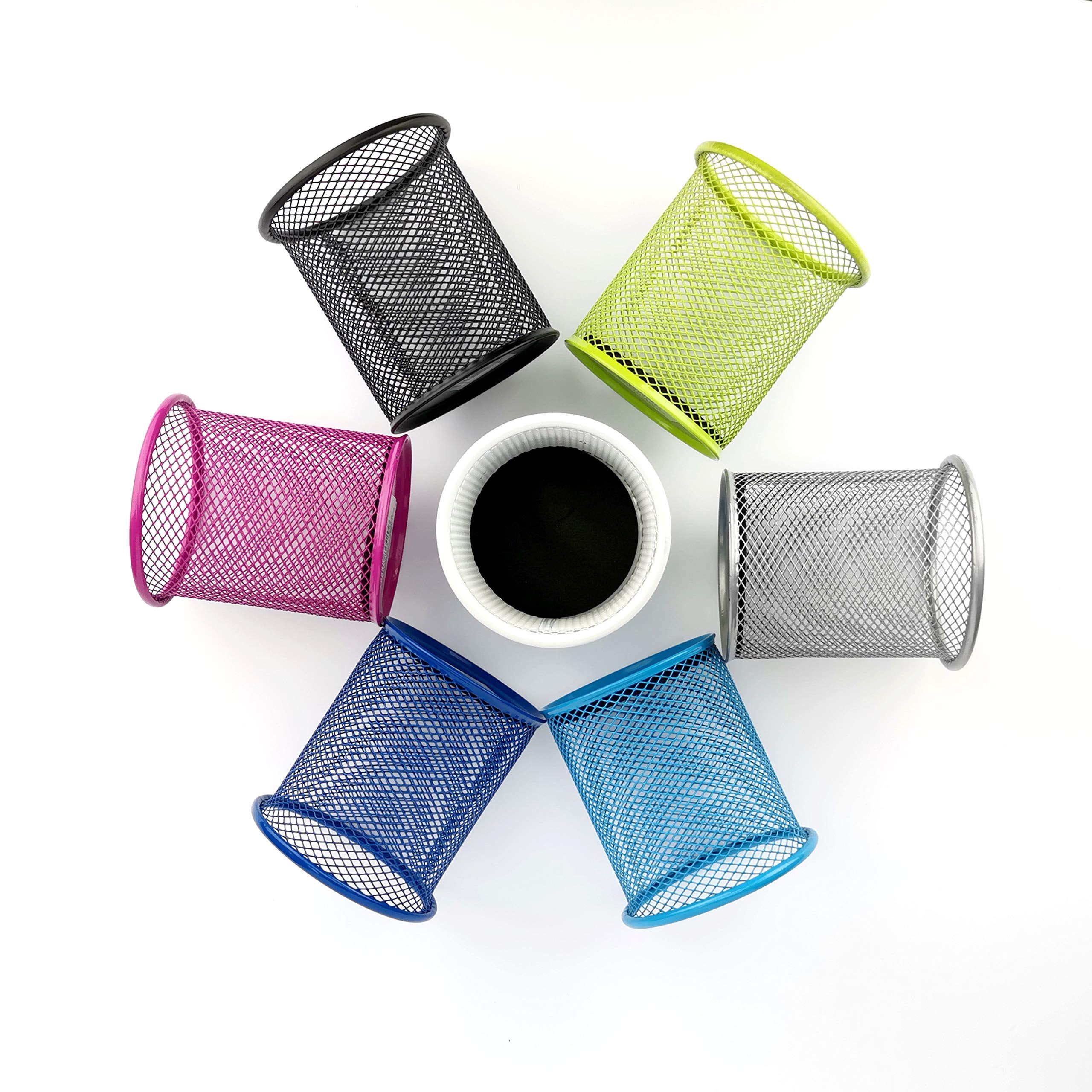 D.RECT Metal Pen Holder - Round Wire Mesh, Multifunctional Cup for Ballpoint Pens | Black | 90x90x100mm 7