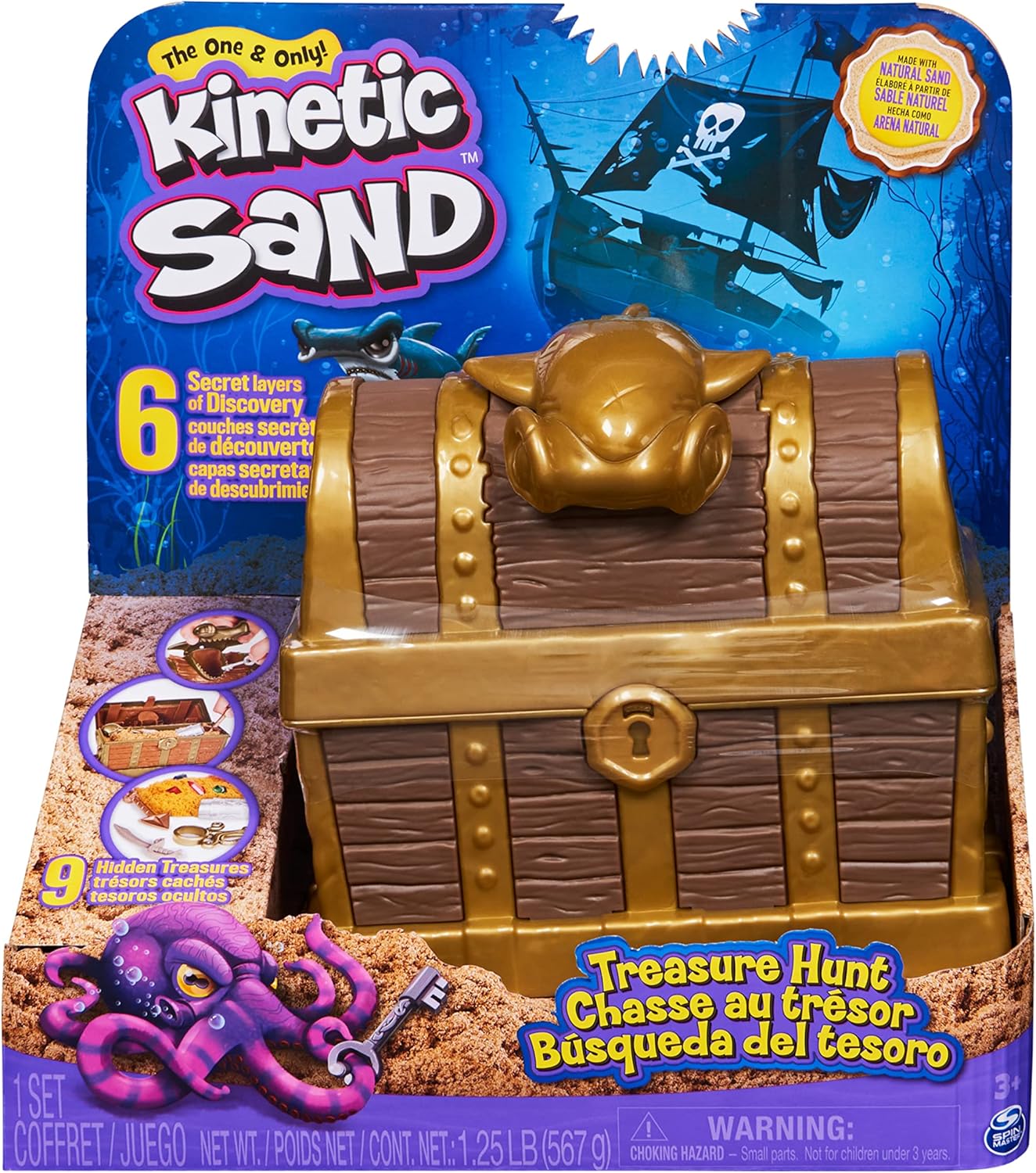 Kinetic Sand Treasure Hunt Playset - 9 Surprise Reveals for Kids Ages 3+