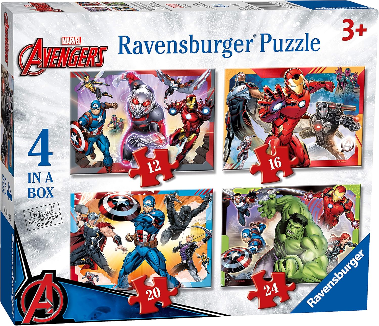 Ravensburger Marvel Avengers 4-in-1 Jigsaw Puzzle Set - 12, 16, 20, 24 Pieces for Kids Ages 3+