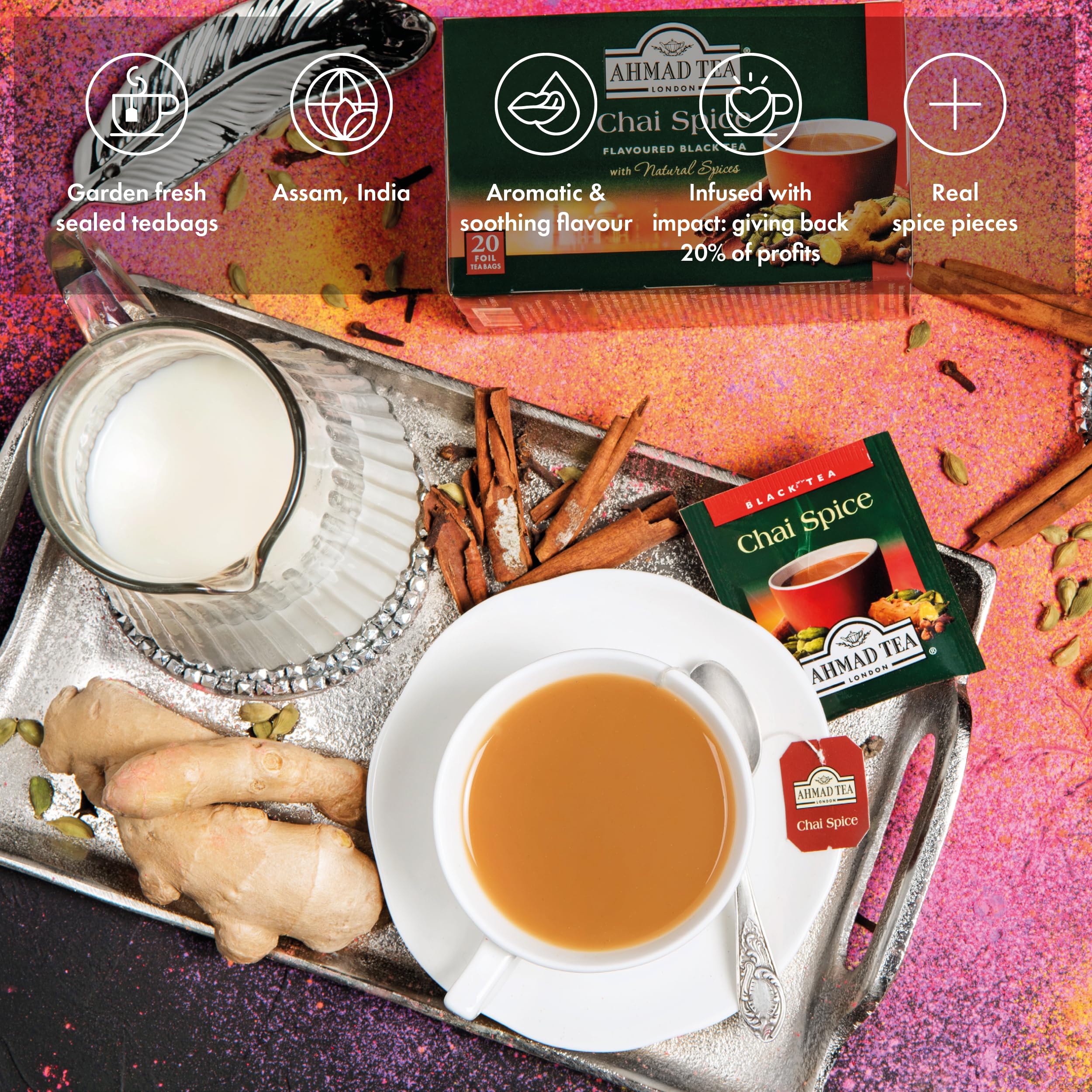 Ahmad Tea - Chai Spice Black Tea 20 Teabag Sachets 5