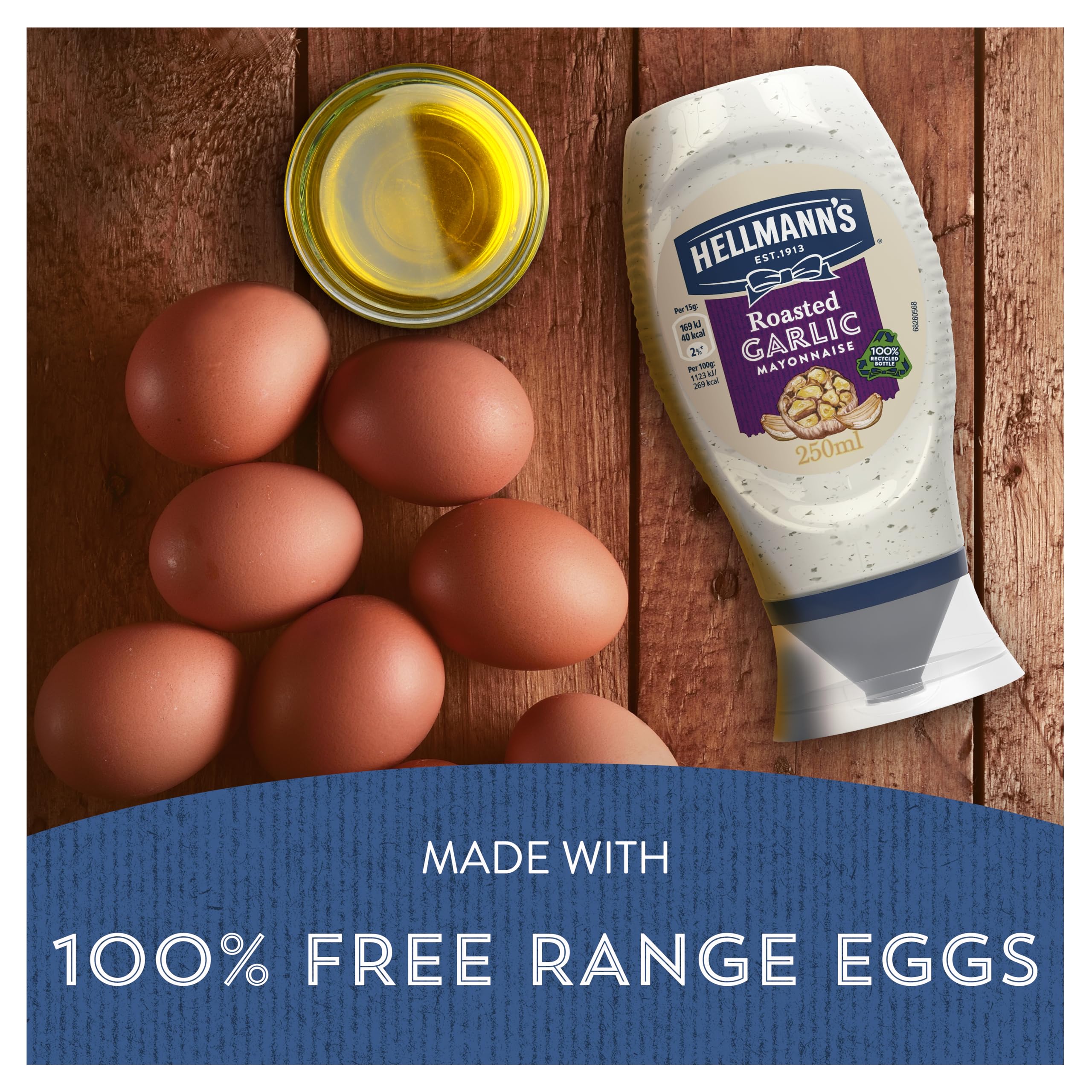 Hellmann's Roasted Garlic Mayonnaise - Creamy Garlic Flavour with 100% Recycled Bottle 3