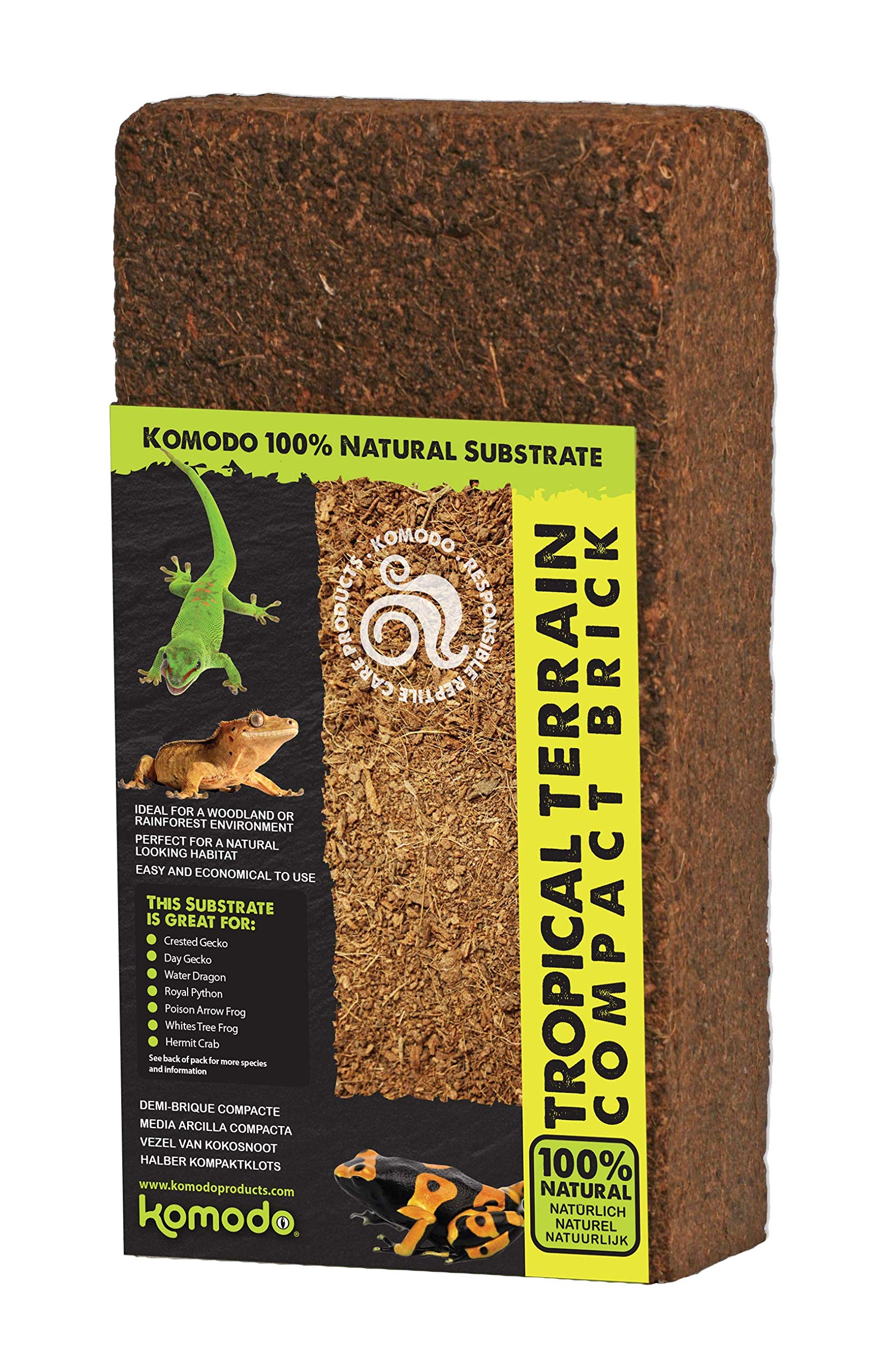 Komodo Tropical Terrain Compact Brick - Natural Substrate for Reptiles & Amphibians | 64g