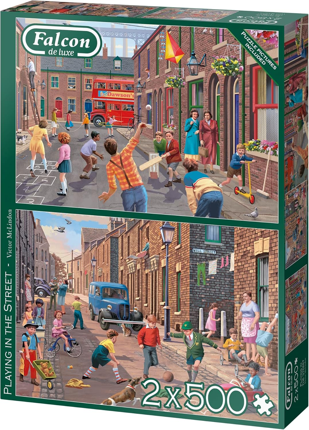 Falcon de luxe Playing in the Street - 2 x 500-Piece Jigsaw Puzzle for Adults 4