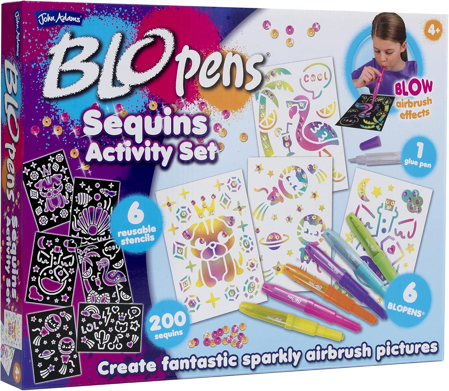 BLOPENS Sequins Activity Set - Sparkle Airbrush Art for Kids 4+