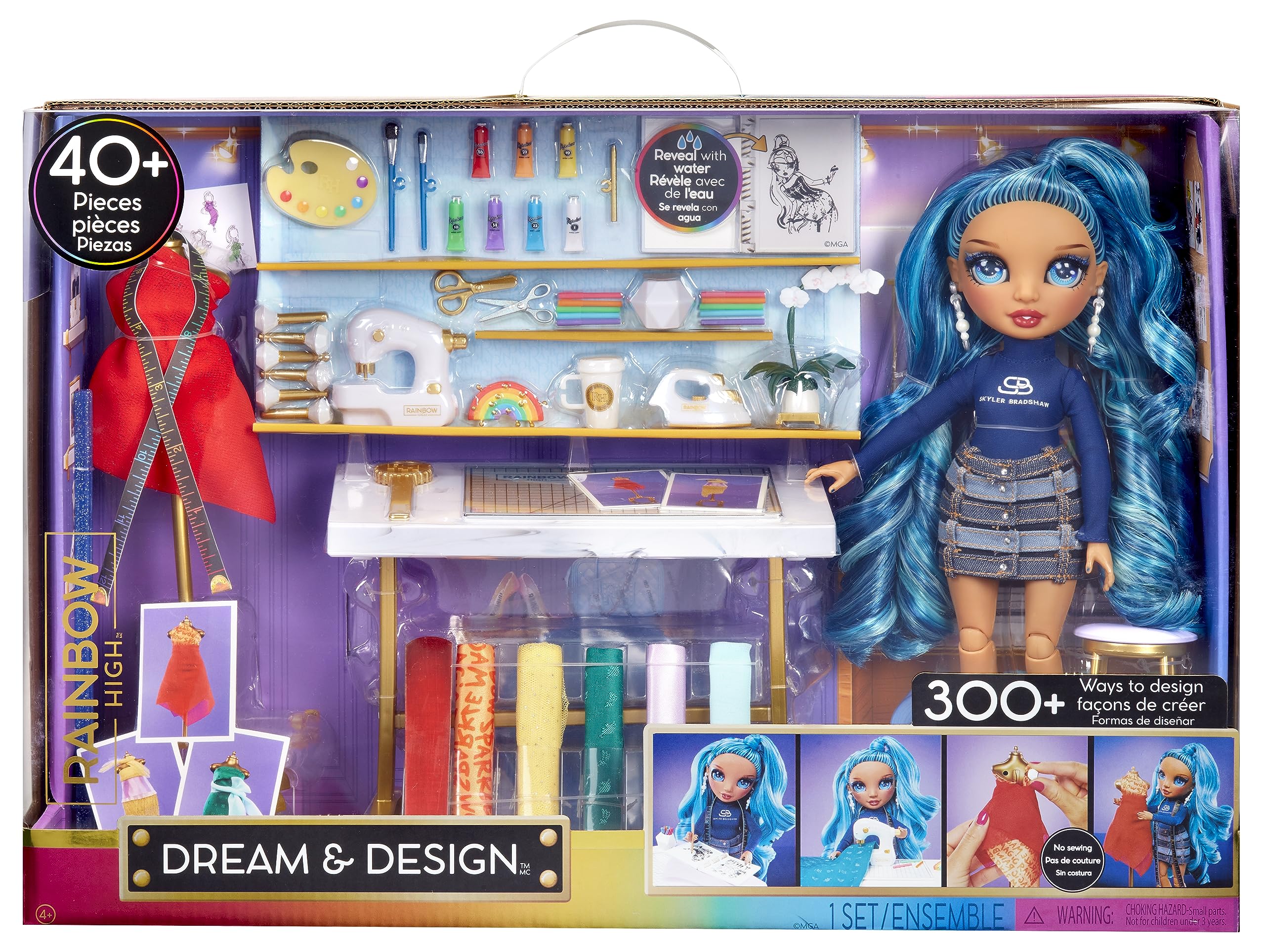 Rainbow High Dream & Design Fashion Studio Playset with Skyler Bradshaw Doll - No Sew Fashion Kit for Kids