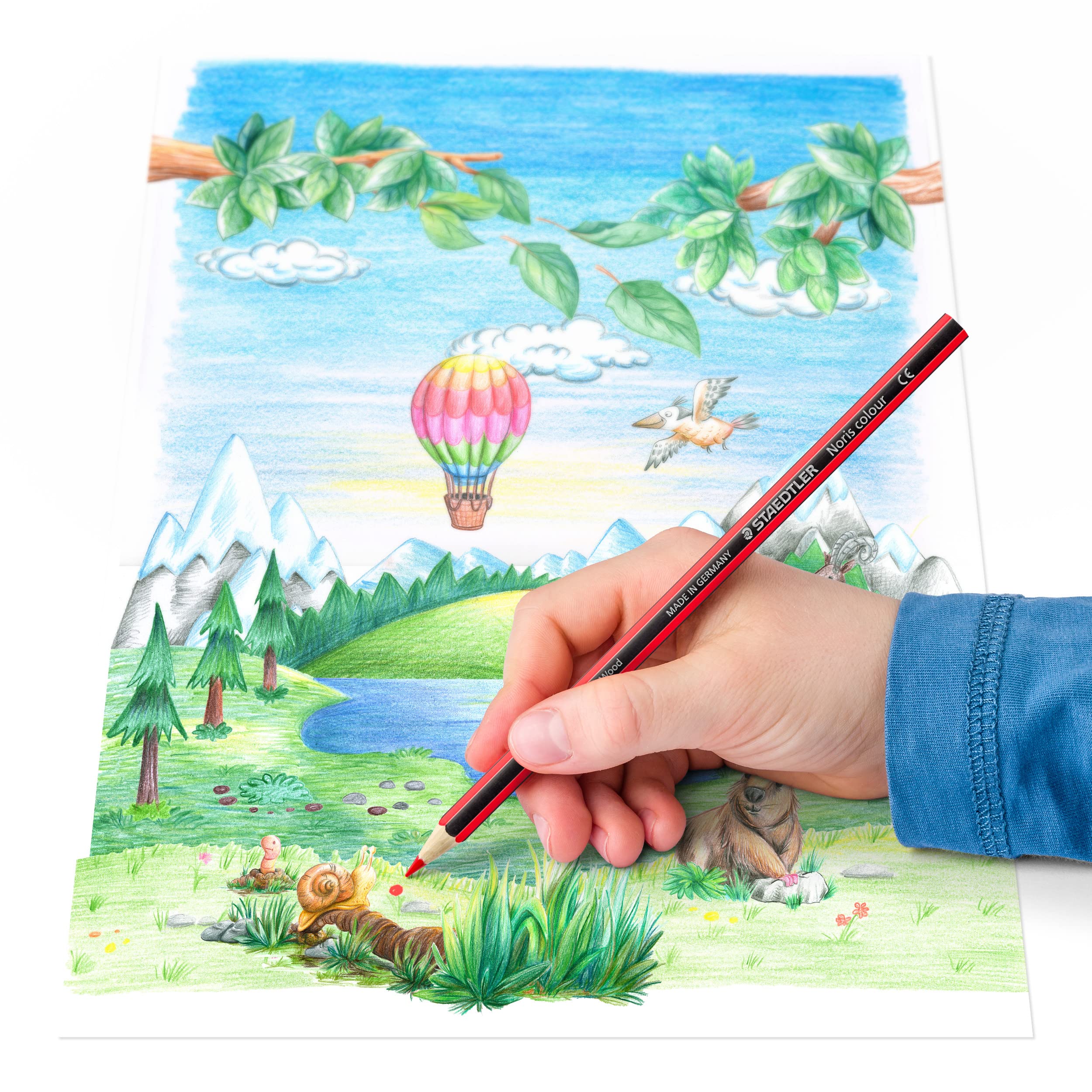 STAEDTLER Noris colour 185-2 - Red Coloured Pencil | Pack of 12 | Upcycled Wood 3