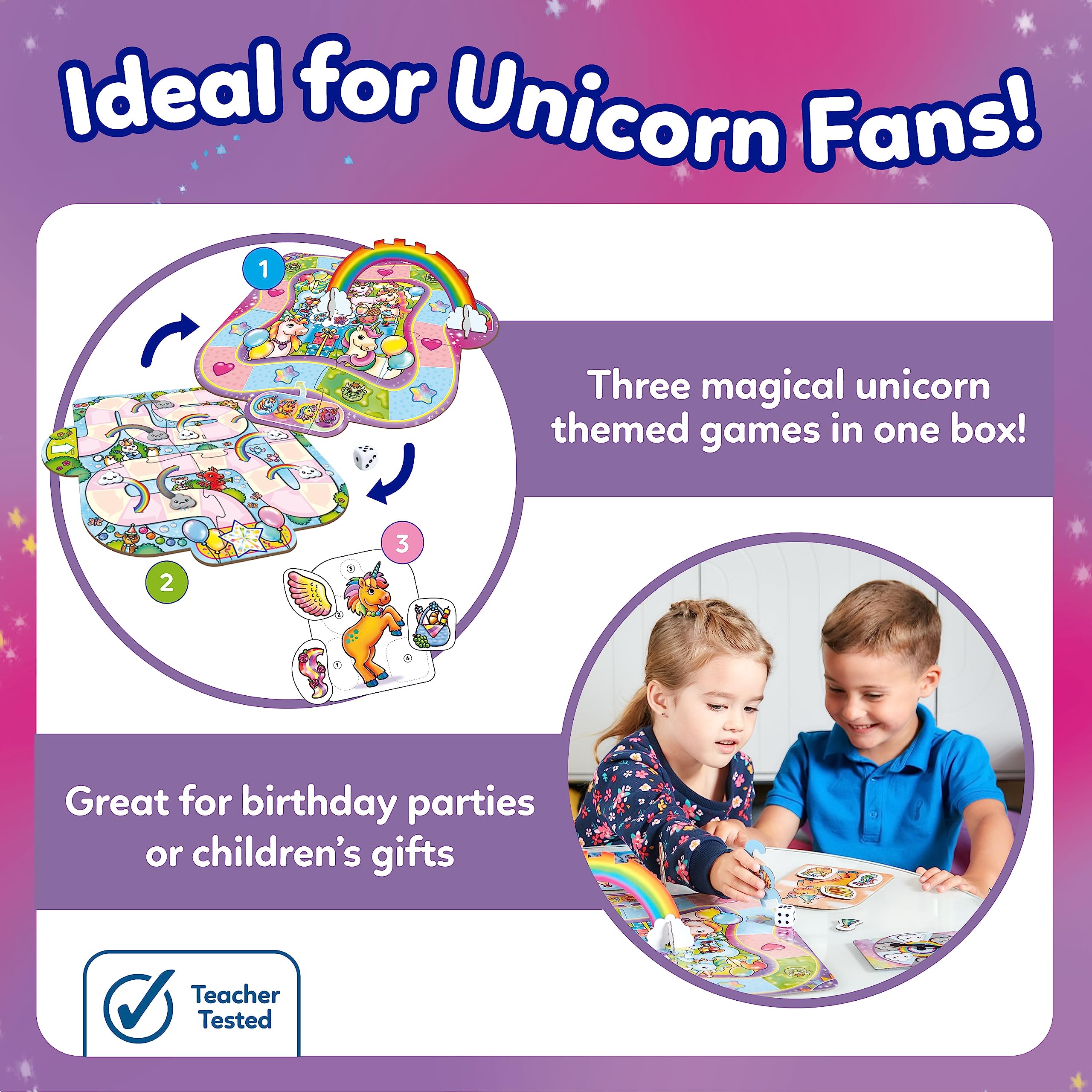 Orchard Toys Unicorn Fun! 3-in-1 Board Game 3