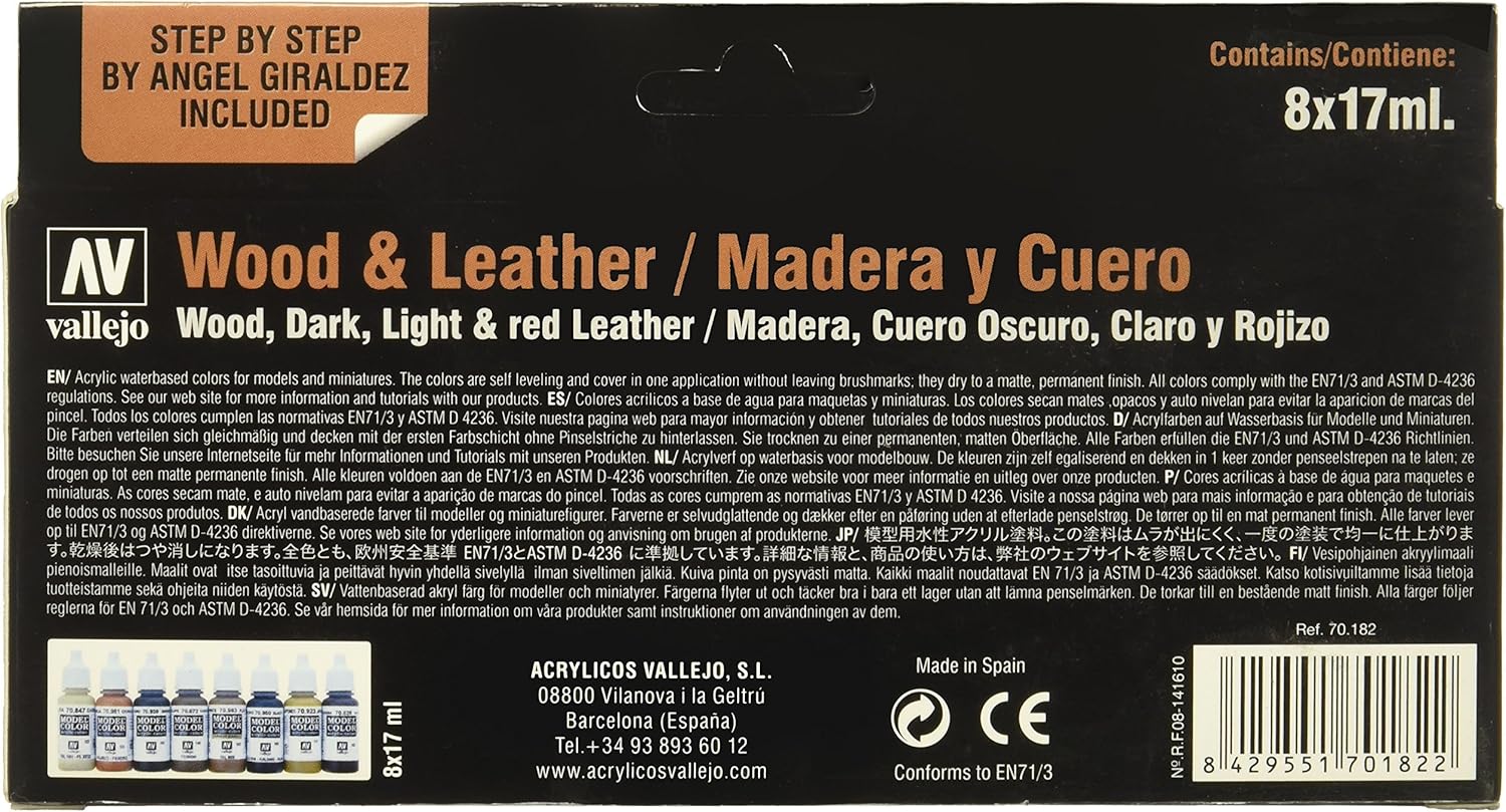 Acrylicos Vallejo Model Color Set - Wood and Leather Acrylic Paints (VJ70182) 4