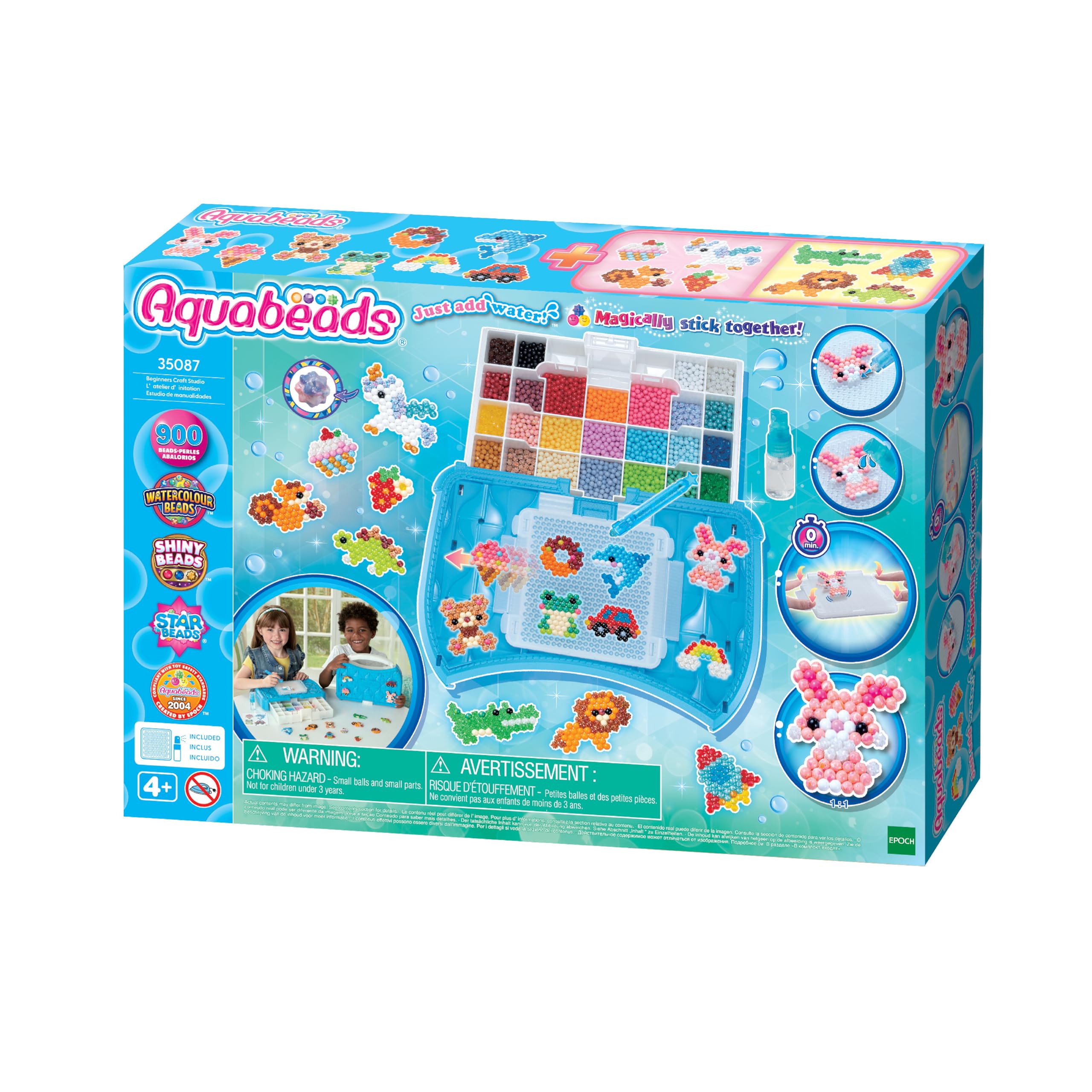 Aquabeads Beginners Craft Studio - 900 Beads in 25 Colours | Includes Carry Case & Templates