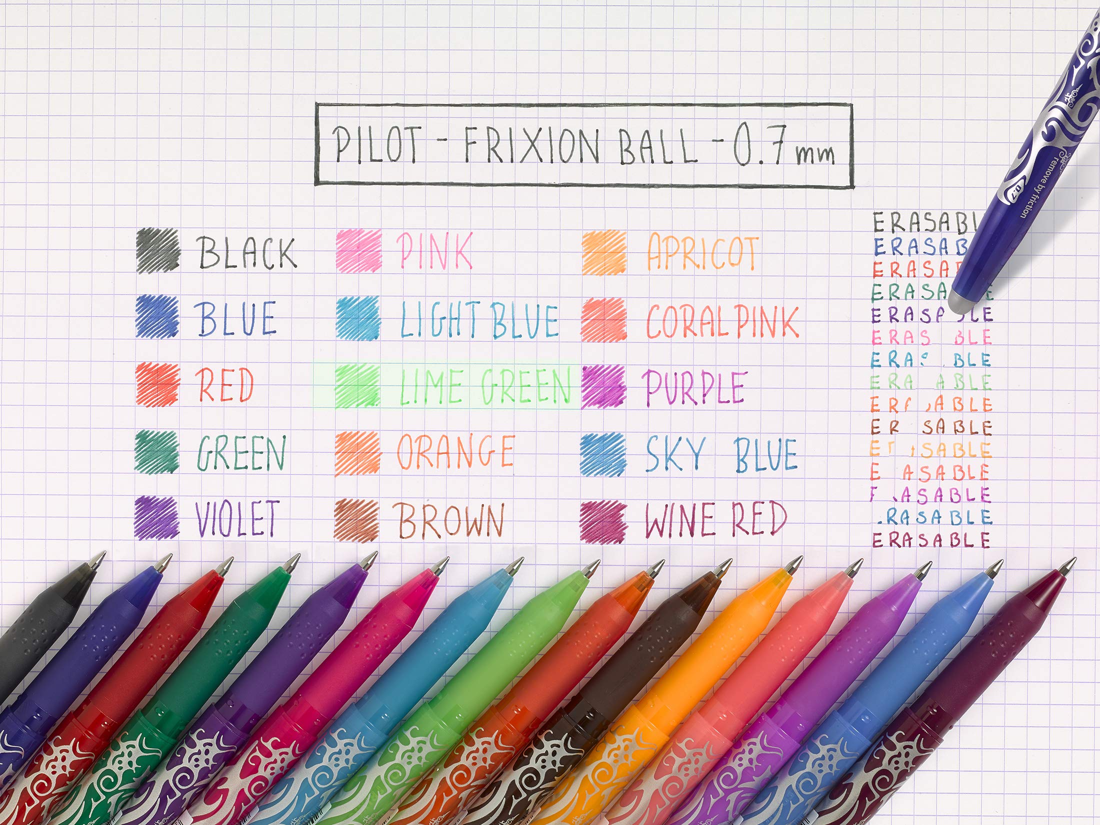 PILOT FriXion Ball Erasable Rollerball Pen - Medium 0.7mm Tip, Blue Ink | Pack of 5 6