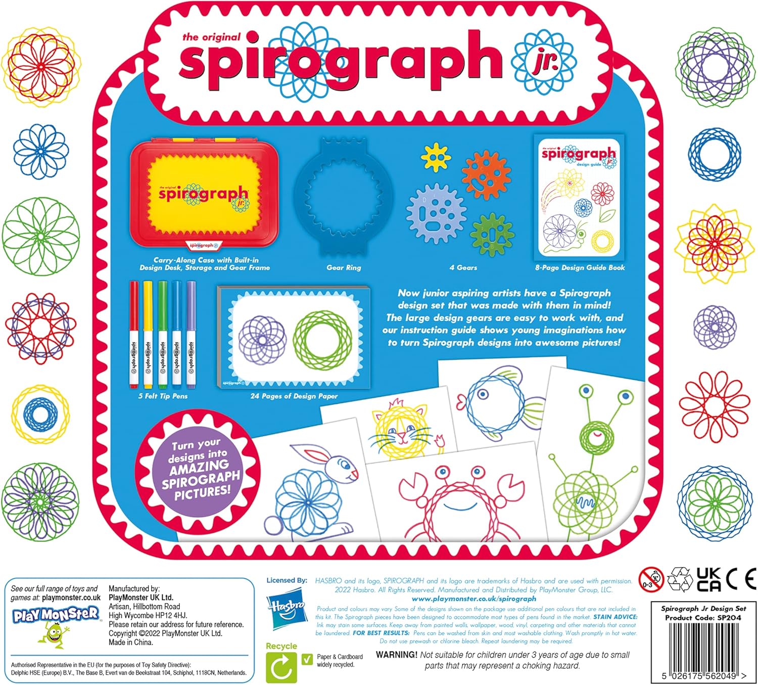 Spirograph Junior Design Set - Jumbo Gears & Washable Markers for Kids 3+ 5