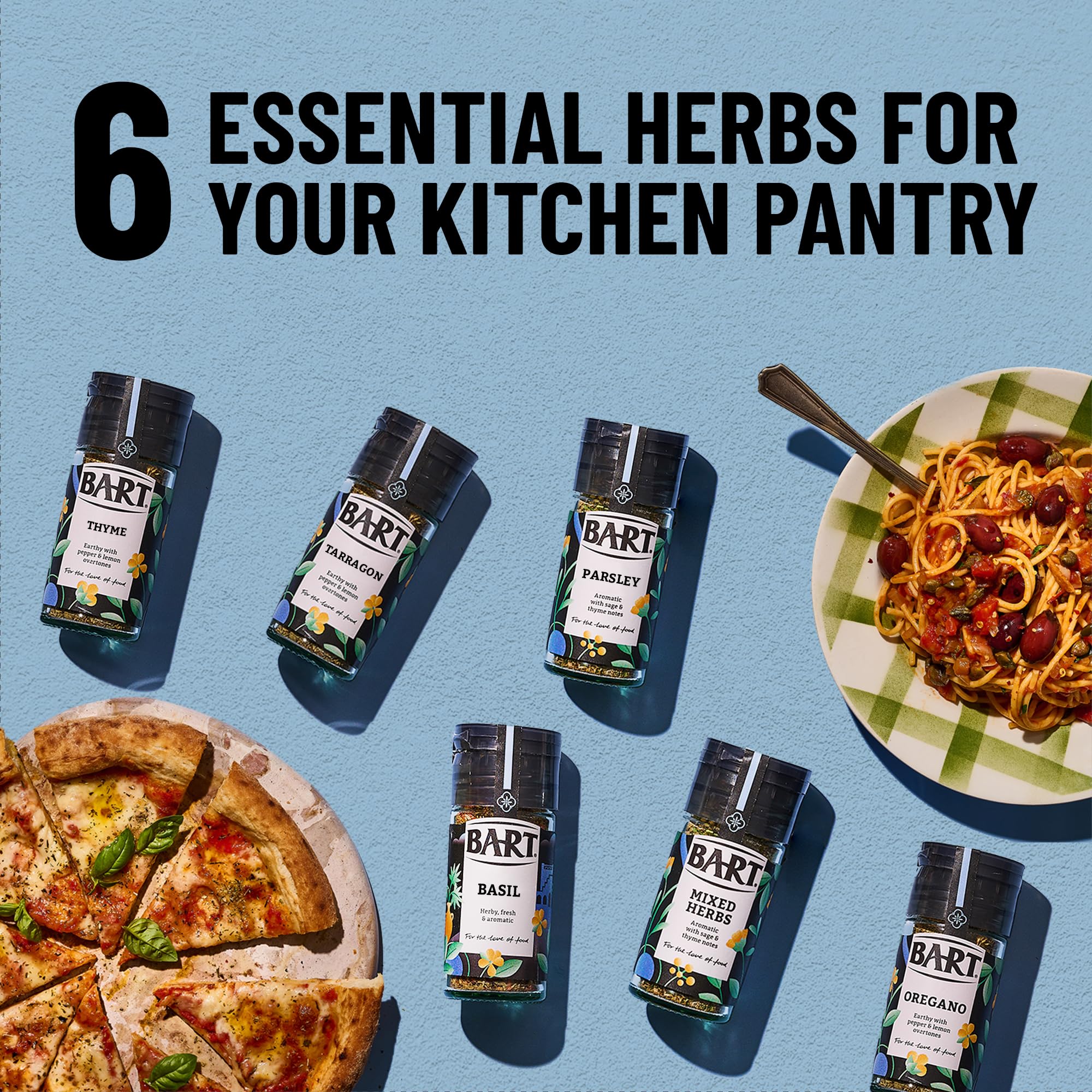 BART Essential Herbs Bundle - Thyme, Oregano, Basil, Parsley, Mixed Herbs & Tarragon 4