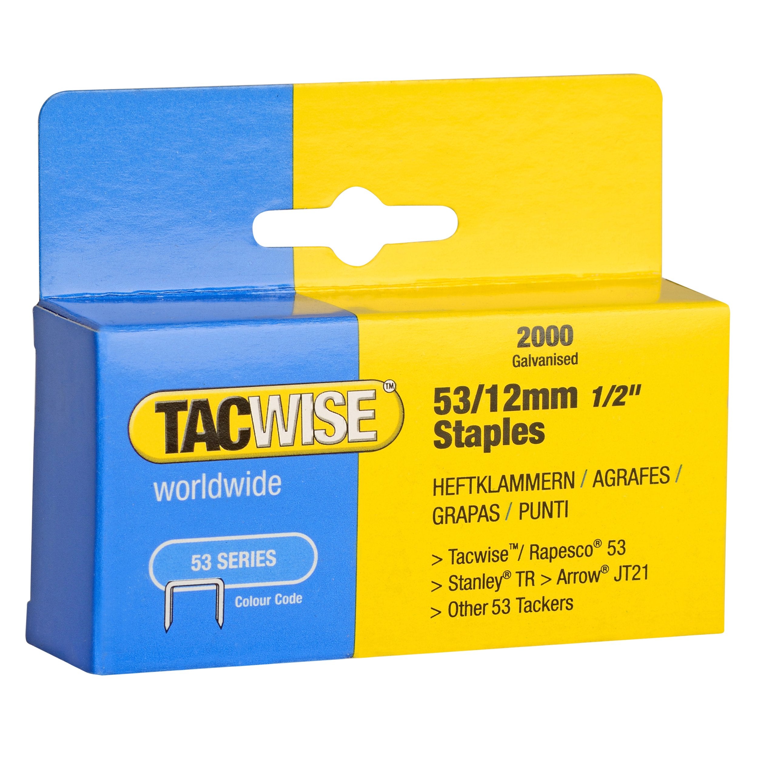 Tacwise 0337 Type 53/12mm Galvanised Staples - Pack of 2000 | Fine Wire for DIY & Upholstery 1