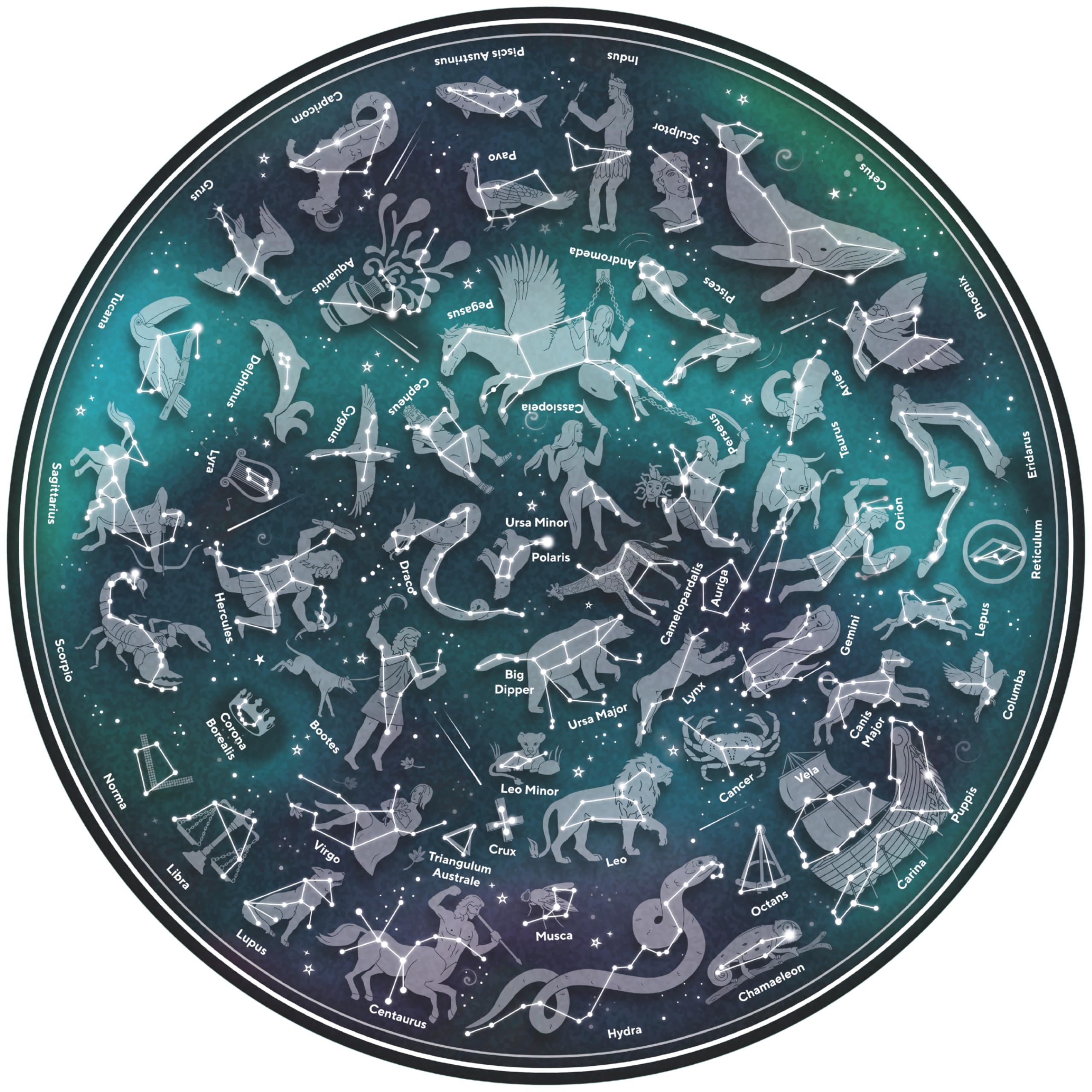 Ridley's Map of the Stars 1000-Piece Jigsaw Puzzle - Circular Astronomy Puzzle for Adults 7