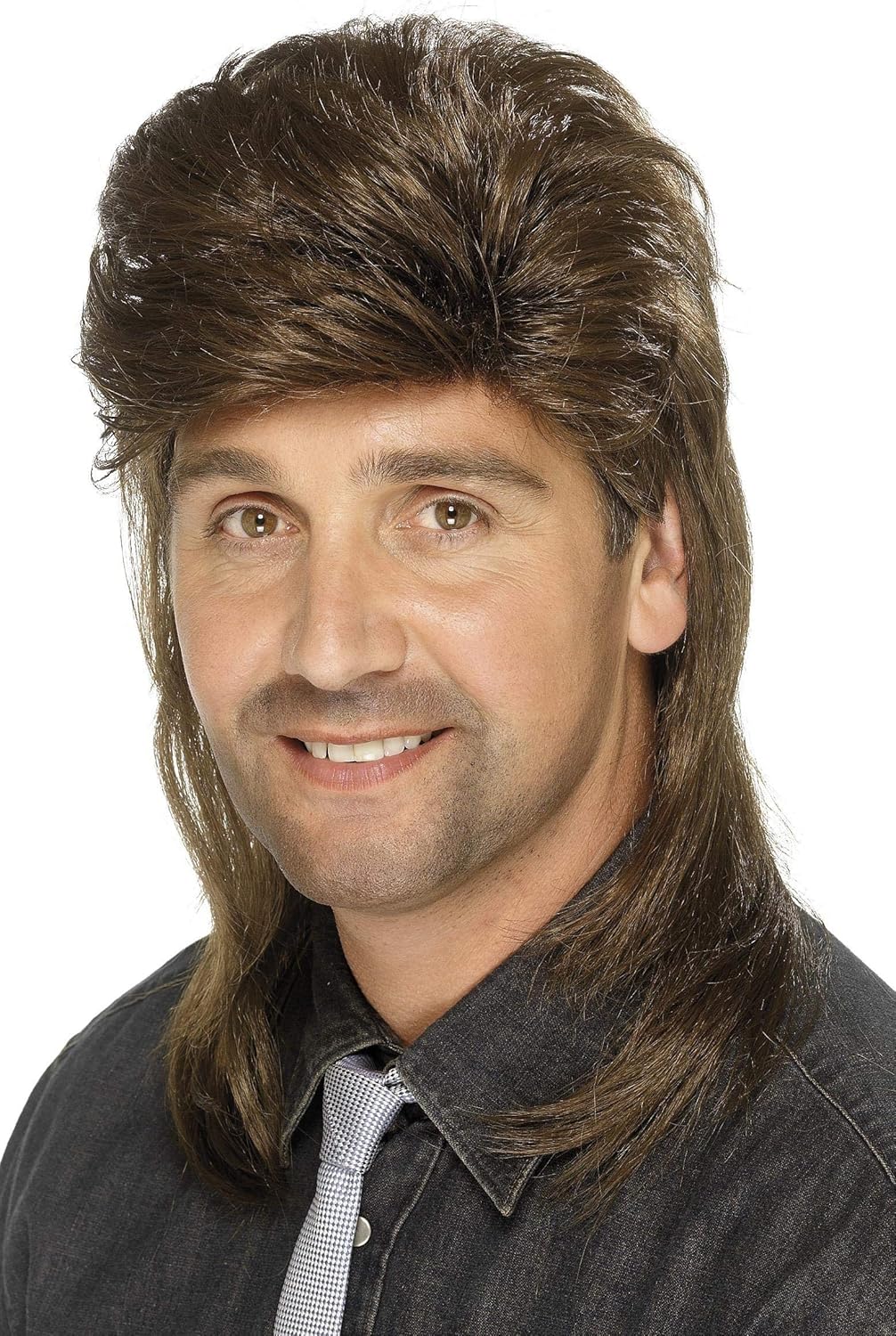Smiffys 80s Mullet Wig - Brown 3