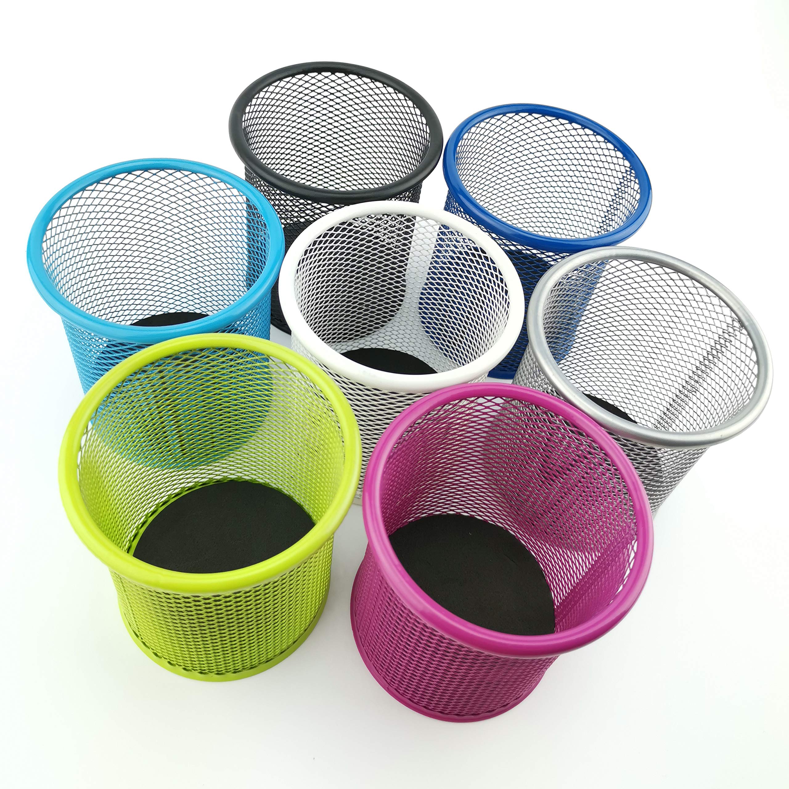 Leviatan Round Mesh Metal Pencil Holder - Pink | Ø 91mm | Rust Resistant 6