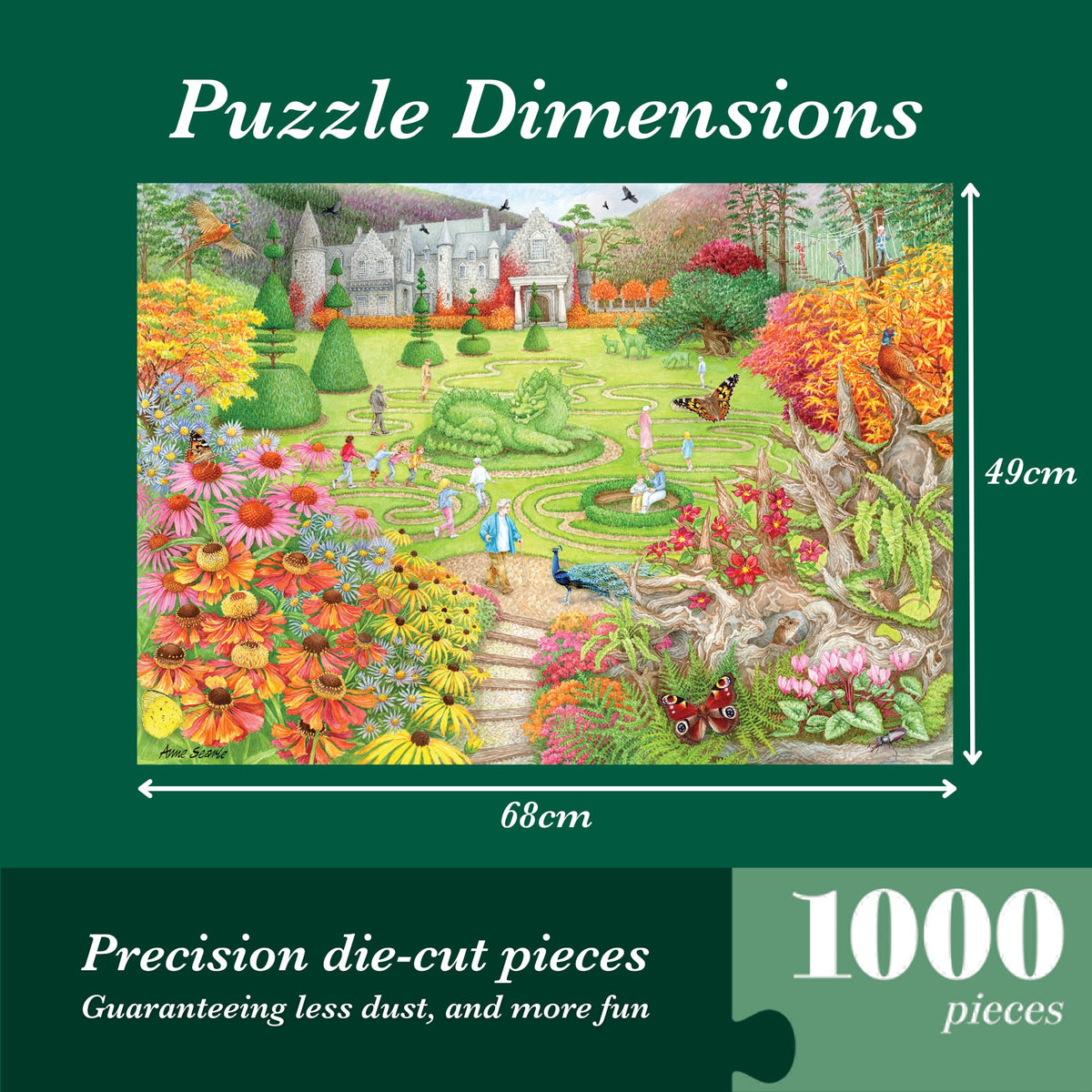 Falcon Garden Trails Jigsaw Puzzle - 1000 Pieces | Illustrated by Anne Searle | 68 x 49 cm