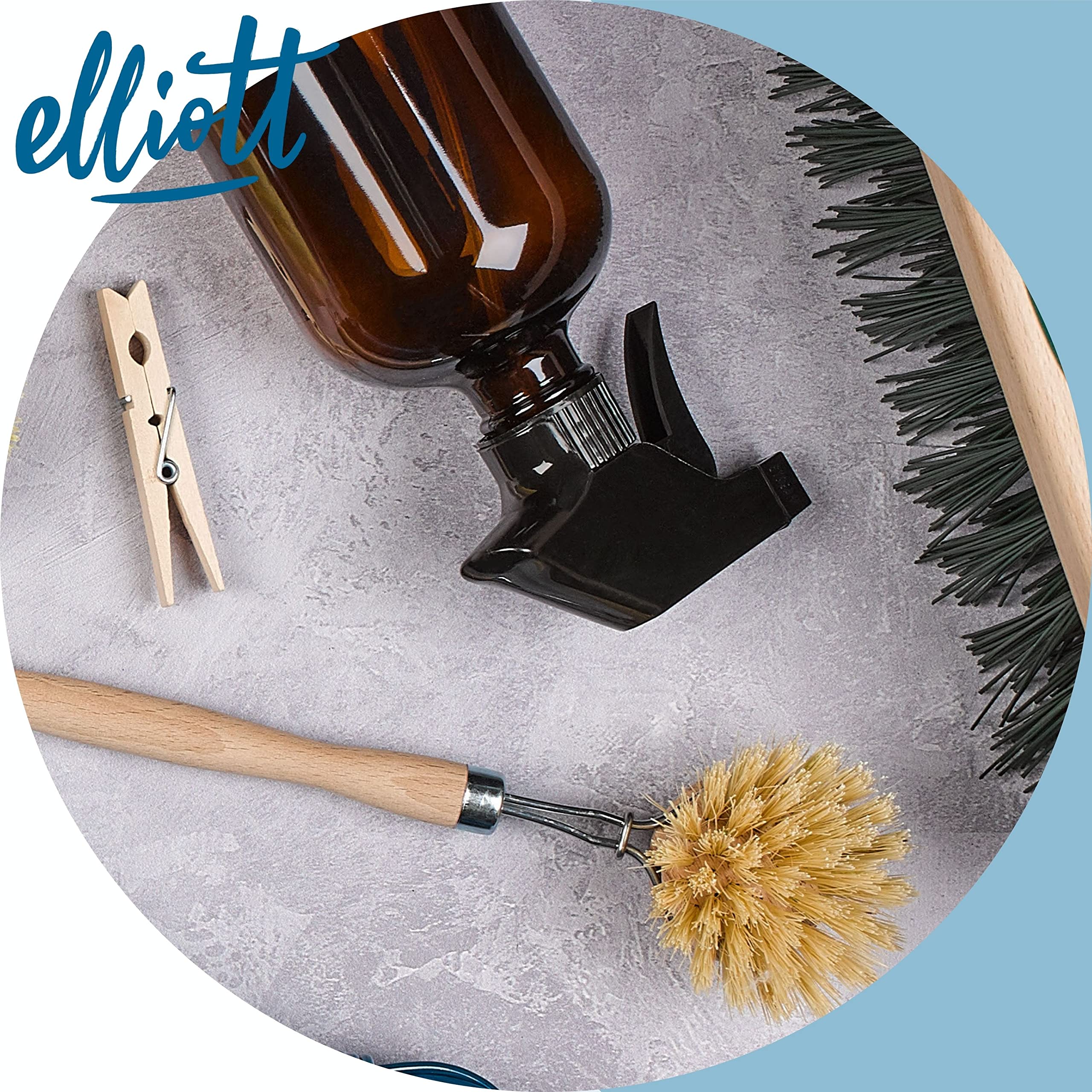 Elliott Wooden Dish Brush with Natural Tampico Fibres - Long Handle, Replaceable Head 6