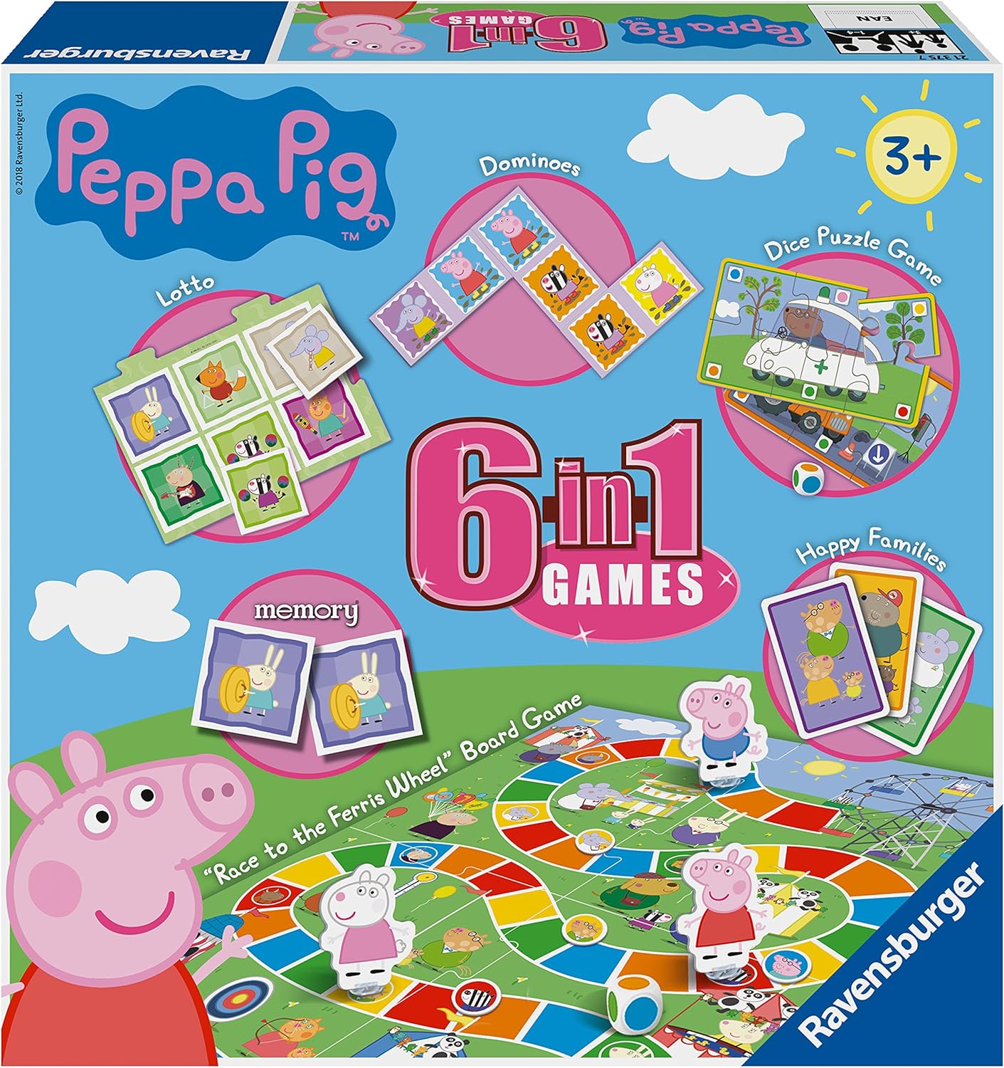 Ravensburger Peppa Pig 6-in-1 Games Compendium - Board, Card & Dice Games for Kids 3+ 5