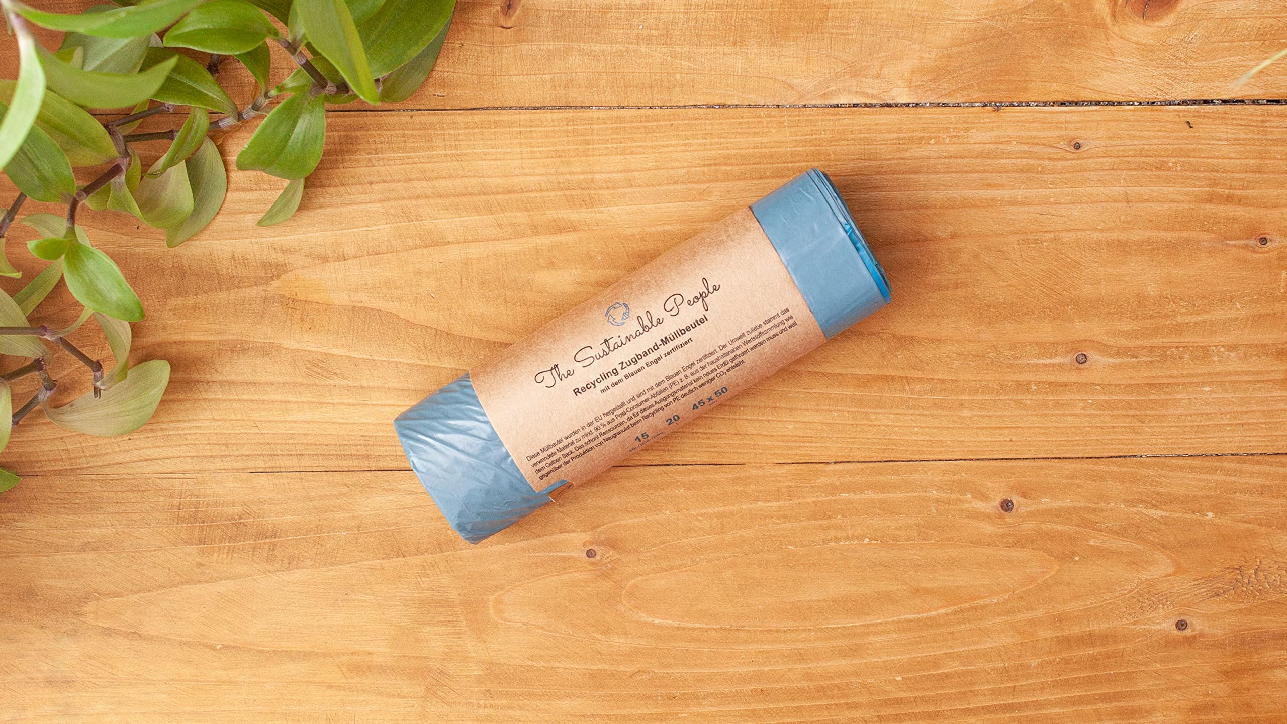 TSP Recycling Drawstring Bin Liners, 20 L, 15-Pack, Made from 90% Post-Consumer Recycled PE, Blue Angel Certified 3