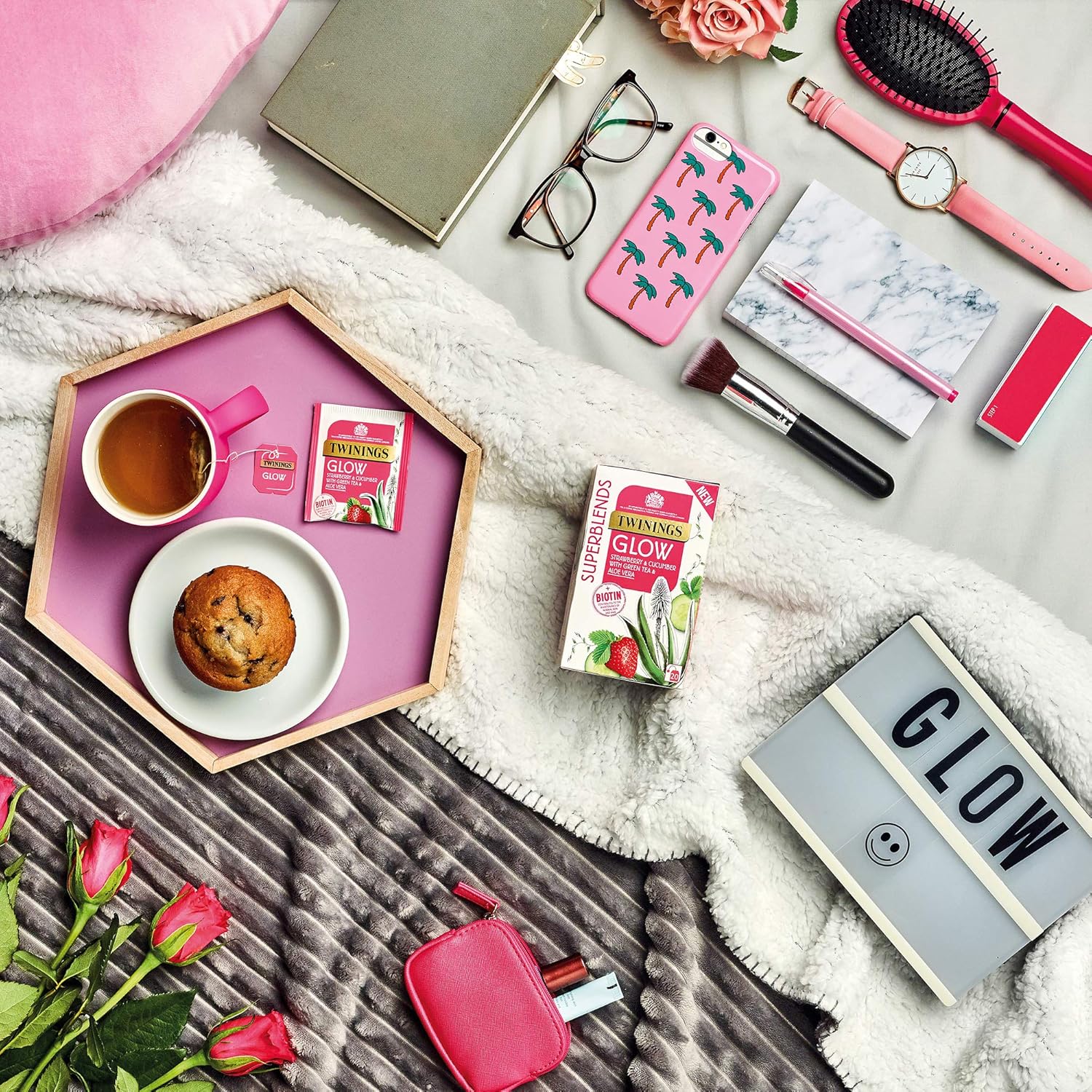 Twinings Superblends Glow Kräutertee mit Erdbeere, Gurke, grünem Tee und Aloe Vera (80 Teebeutel) 5