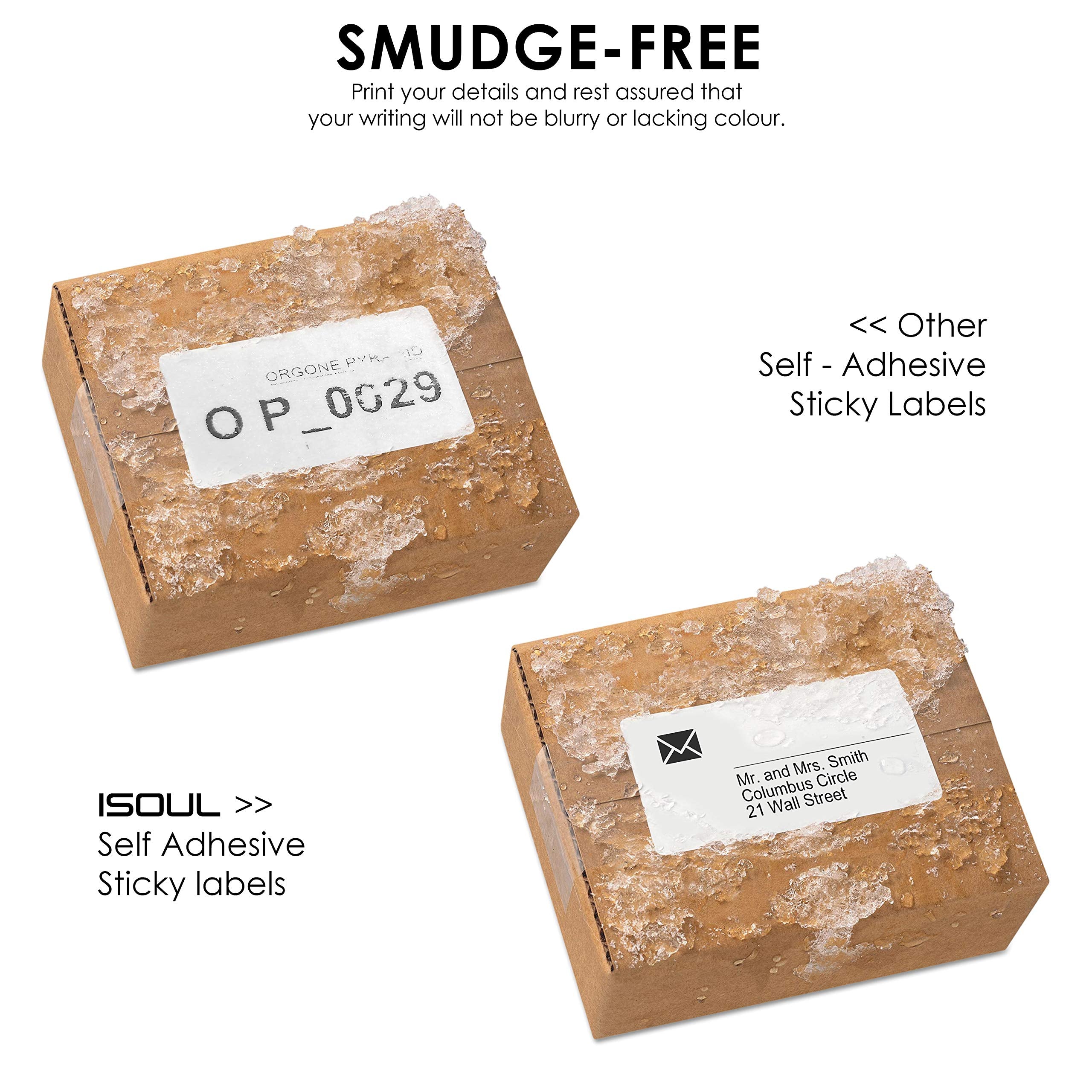 iSOUL Address Labels - 525 Total Labels | 21 Per A4 Sheet | Matte White Self-Adhesive 5