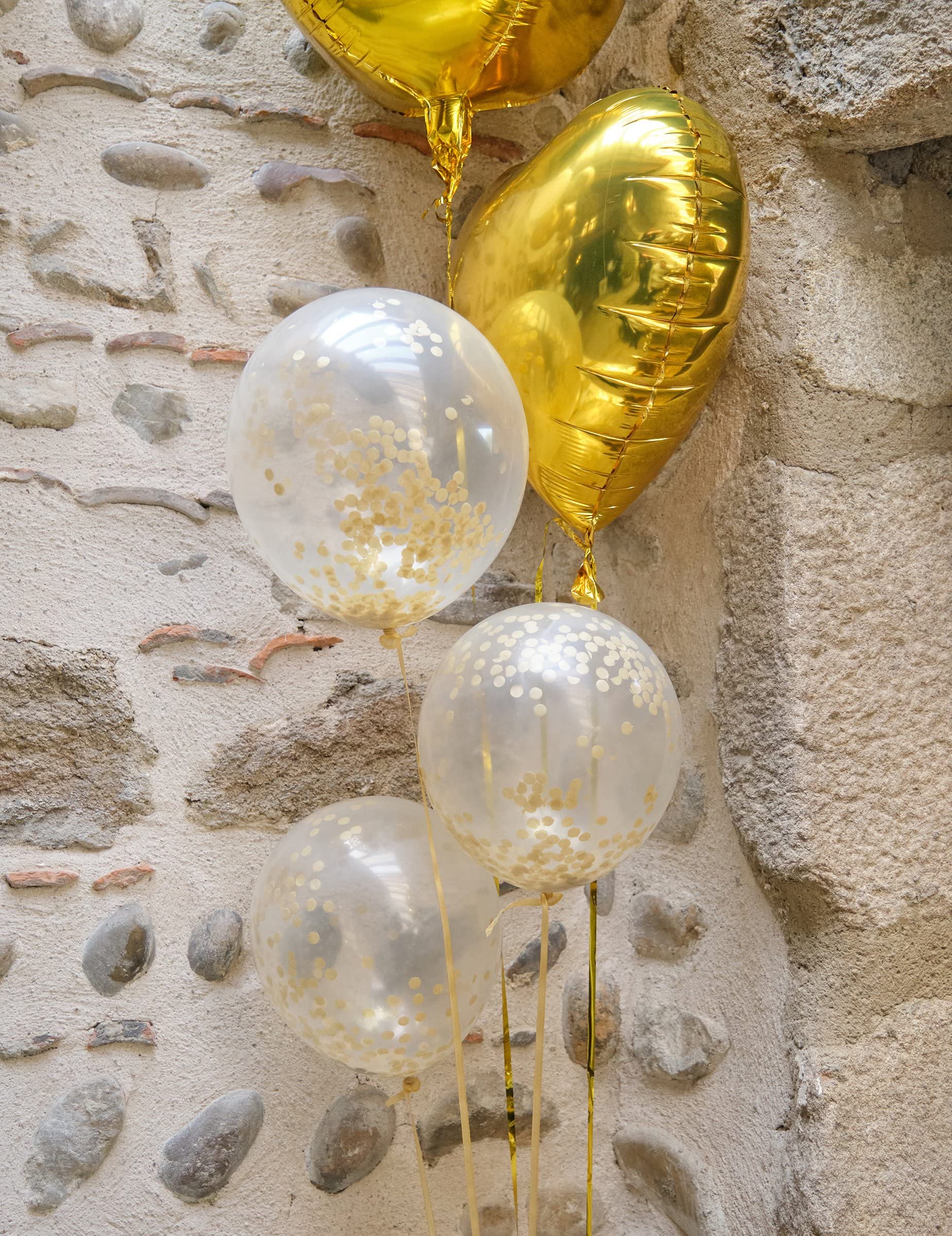 Gold Confetti Balloons - 12" Clear Latex Balloons for Parties, Weddings & Celebrations 6