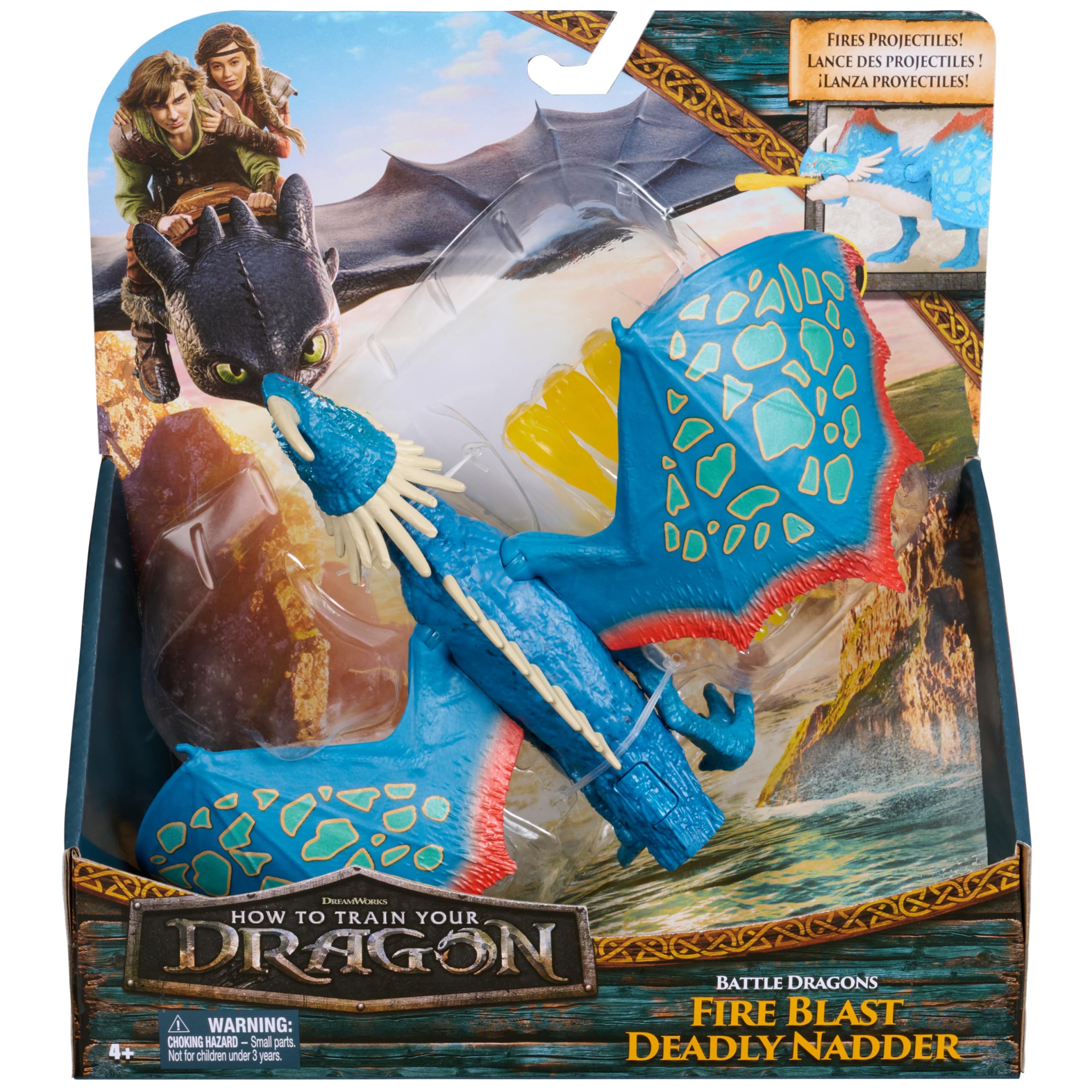 Dreamworks Dragons Battle Dragons Fire Blast Deadly Nadder - 10" Action Figure with Fire Projectile 7