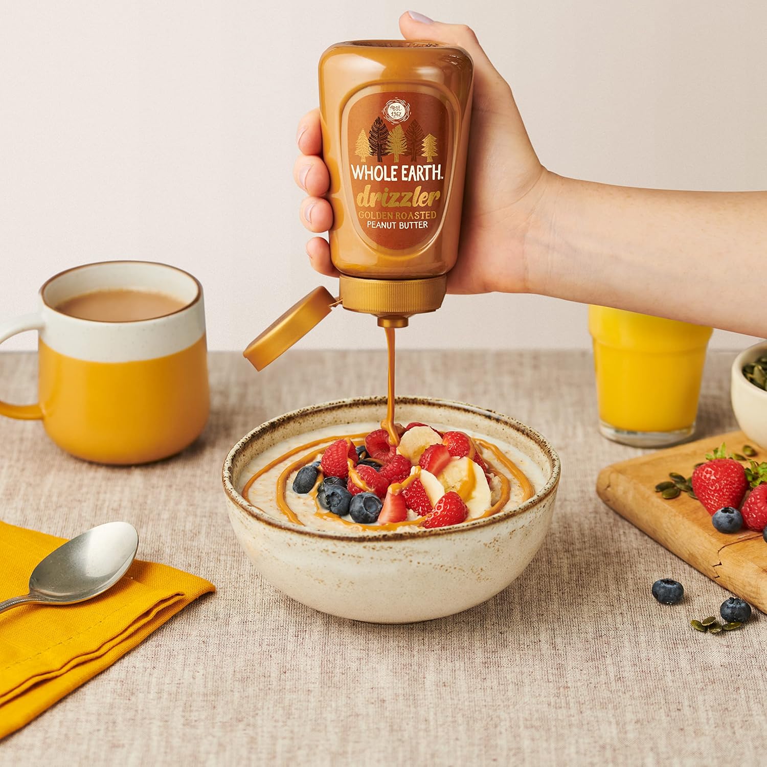 Whole Earth Drizzler Golden Roasted Peanut Butter - Super Smooth Squeezy Runny Nut Spread 1 x 320g 5