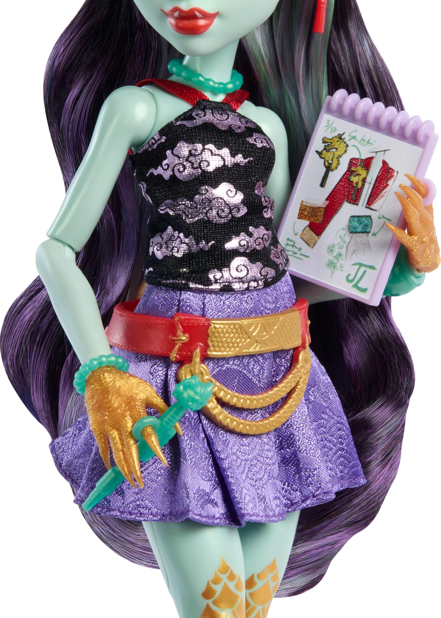 Monster High Jinafire Long Doll with Pet Cloudy 'Yun Yun' & Accessories - Dragon Fashion Doll for Ages 4-10 5