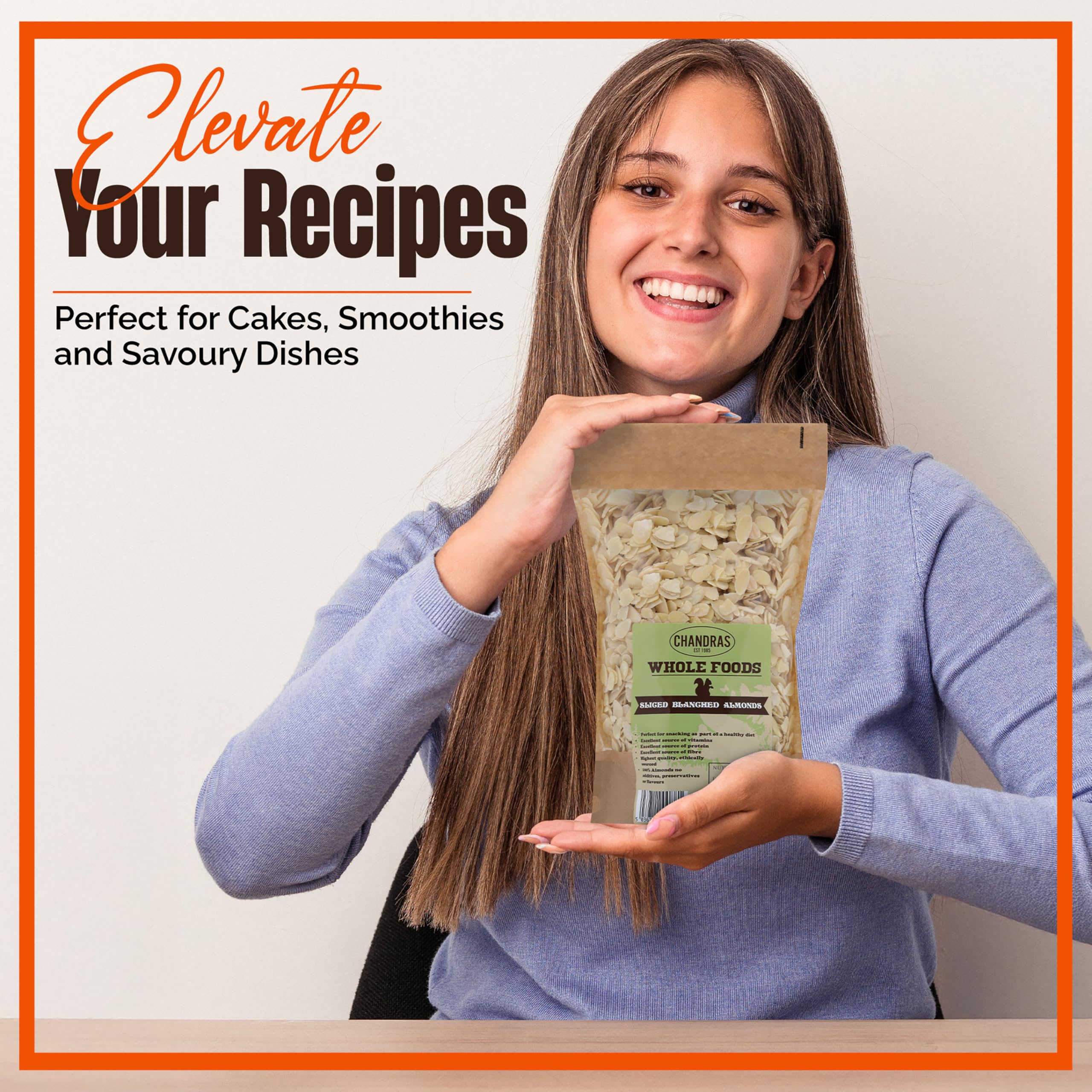 Chandra Whole Foods - Almond Flakes 1KG – Blanched & Sliced Almond Slivers 7