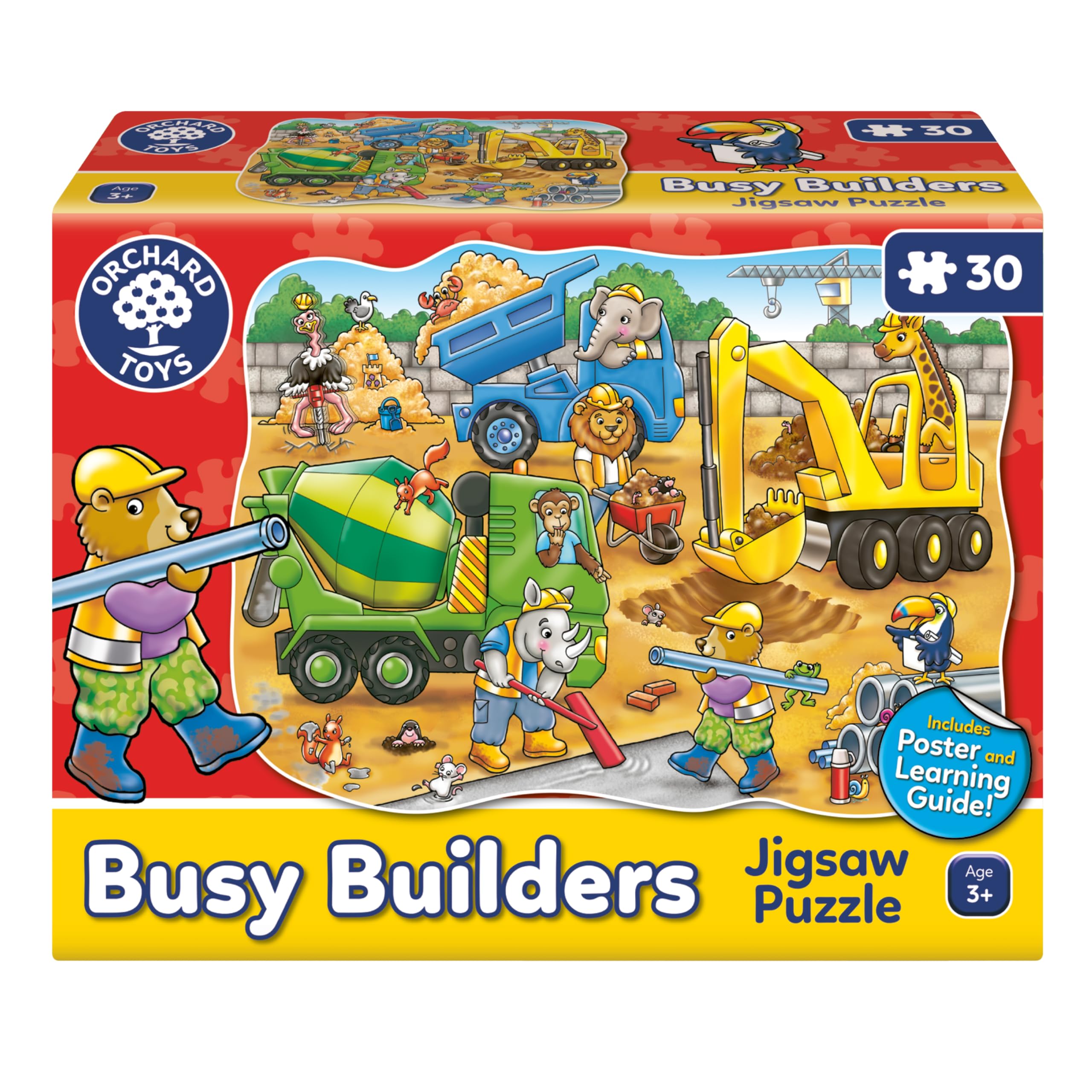 Orchard Toys Busy Builders Jigsaw Puzzle - 30 Pieces, Shaped, Educational for Ages 3+