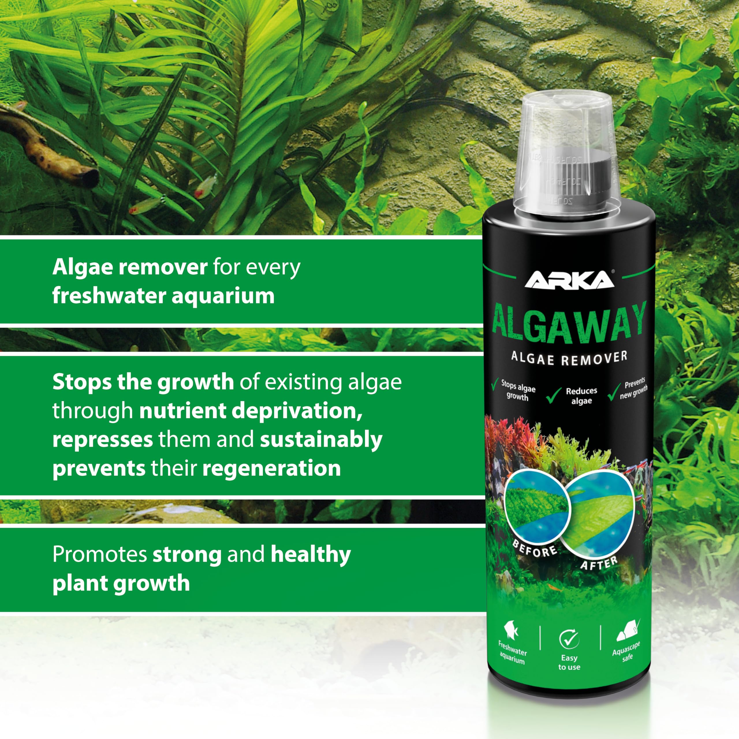 ARKA Aquarium Algae Remover - Eliminates Green, Hair & Spot Algae | 473ml Liquid 4