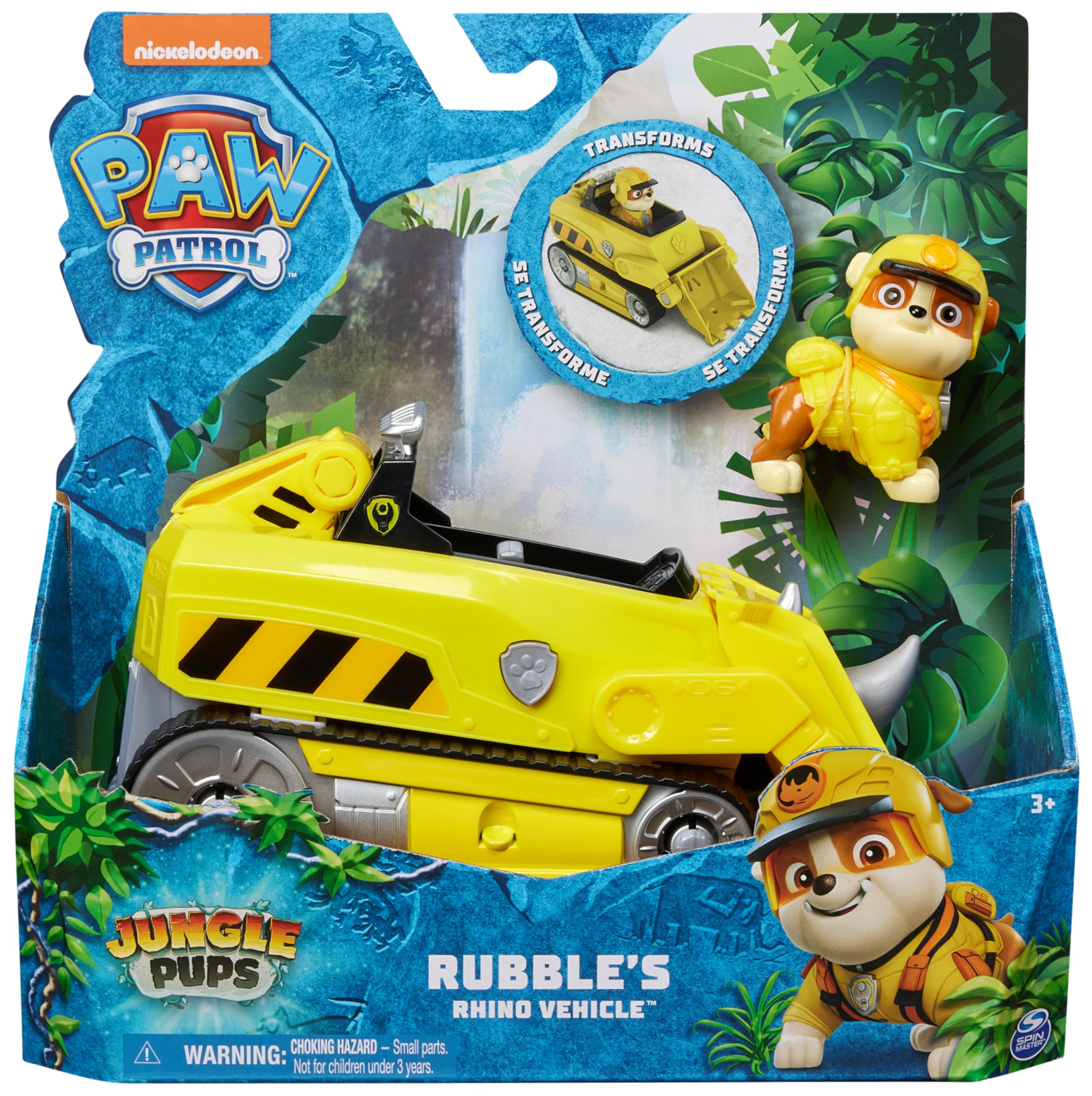 Paw Patrol Jungle Pups Rubble Rhino Vehicle with Action Figure - Transforming Toy Truck for Kids 3+ 11