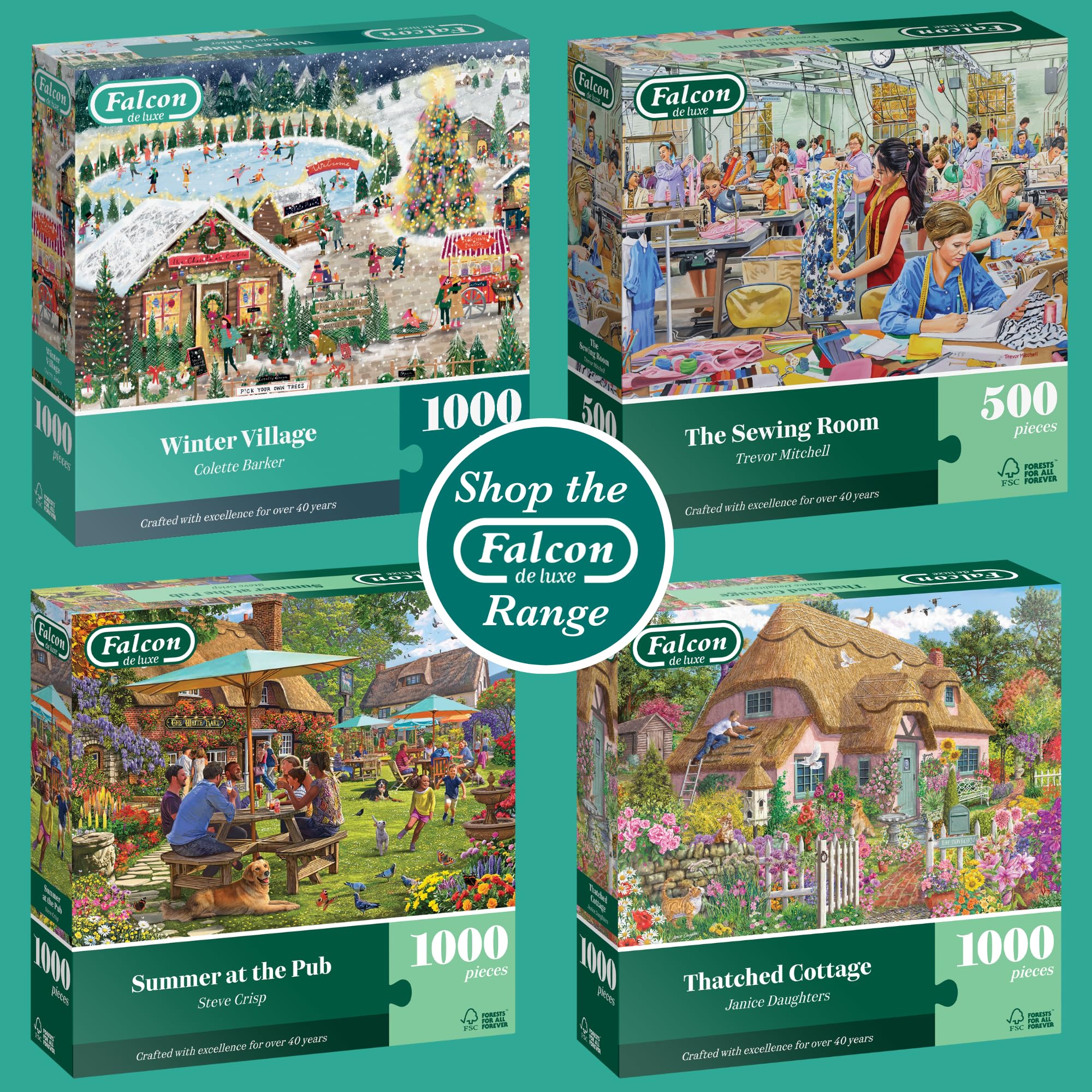 Falcon Winter Village - 1000 Piece Jigsaw Puzzle for Adults 4